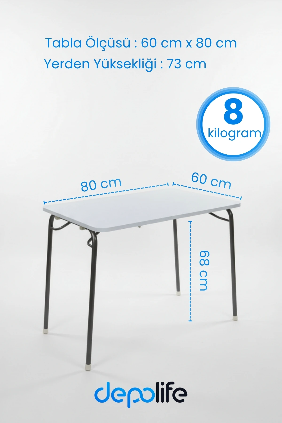 Katlanır Balkon Mutfak Piknik Ders Çalışma Masası 60x80 cm