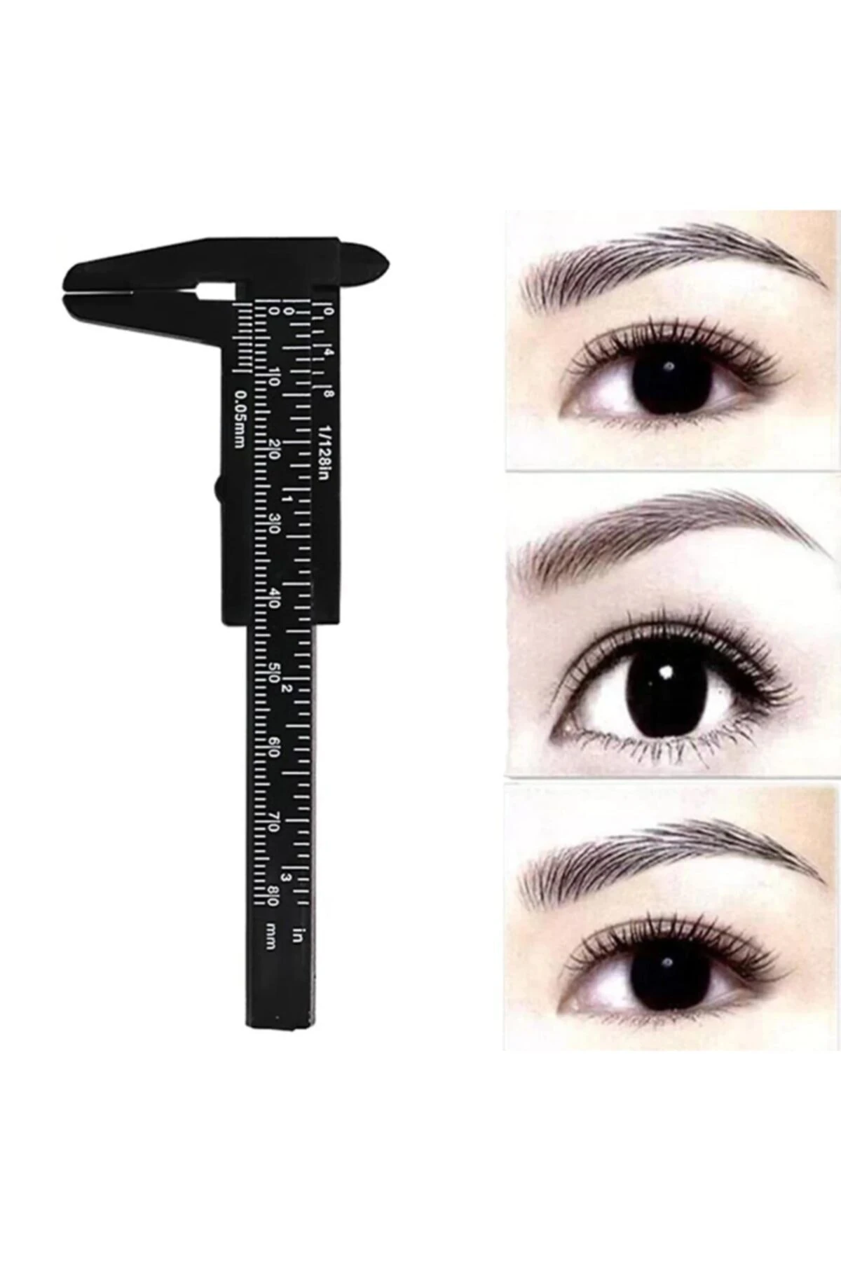 Taşınabilir Kalibreli 80mm Plastik Kaş Estetik Ölçüm Kumpas Cetvel Plastik Kalıcı Makyaj Ölçüm Aracı