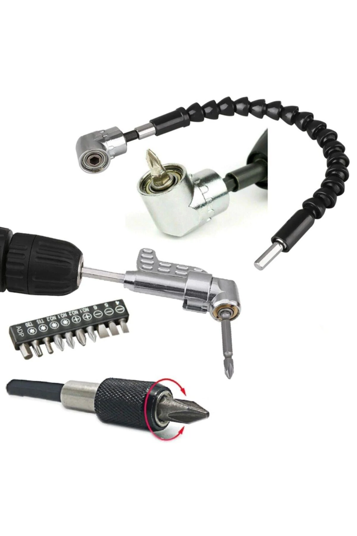 Matkap Için Vidalama Uç Seti Altıgen Hex Köşe Kör Vidalama Adaptörü Hızlı Bits Adaptör Esnek Hortum