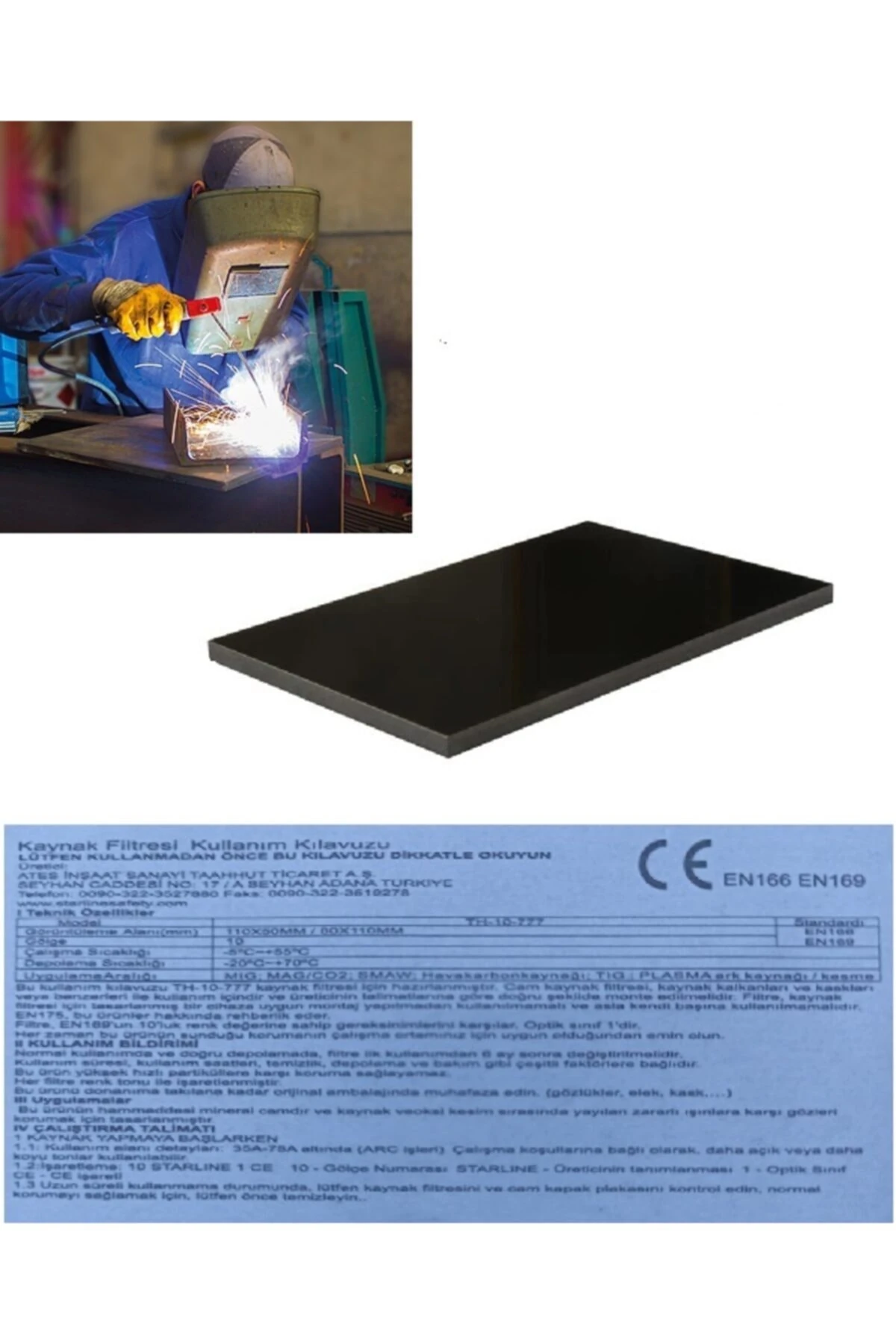 Kaynak 5 Adet Maske Camı Athermal Siyah Renk Starline 777 Model 11 cm X 8 cm