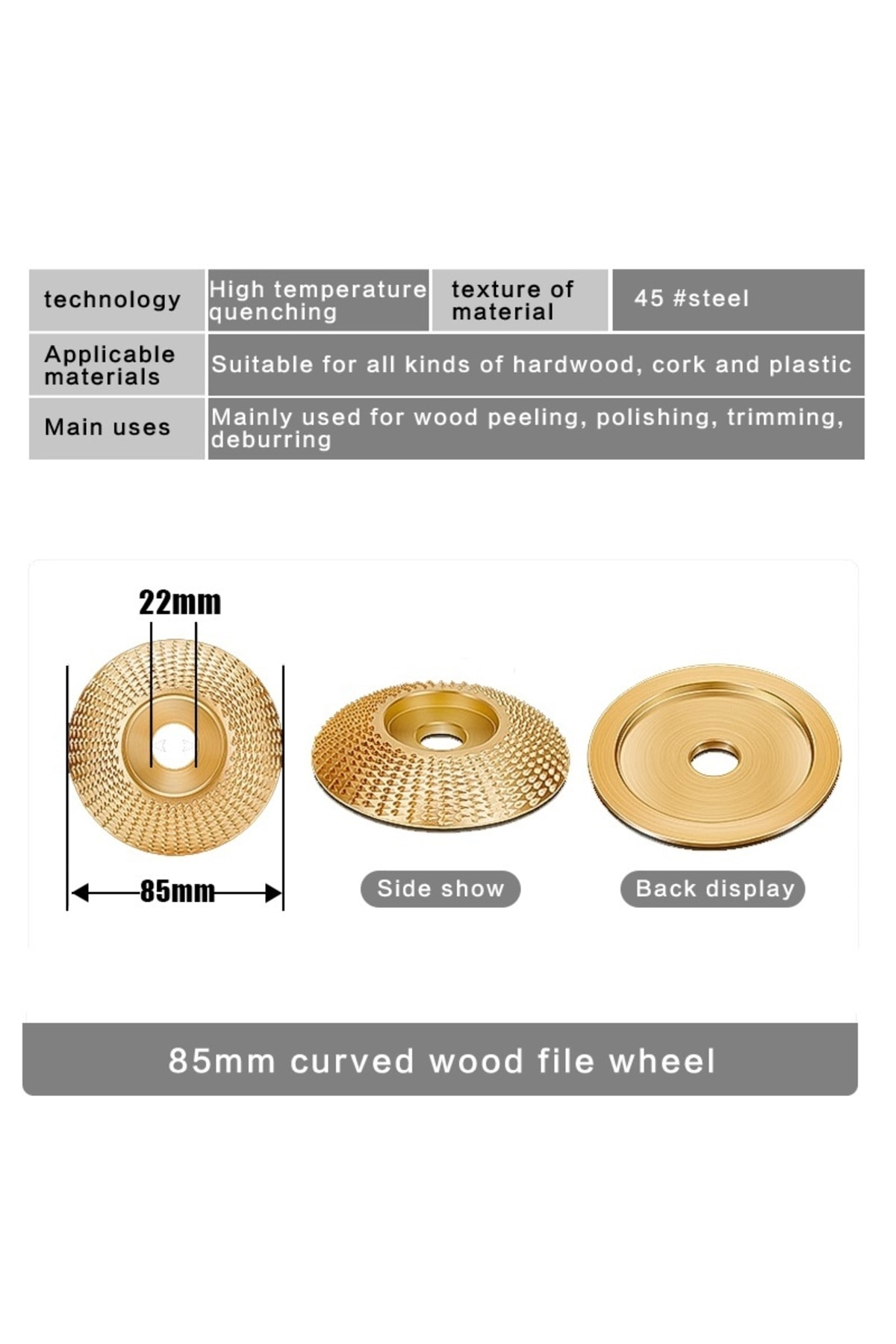 Ahşap Törpü Eğe Disk 85mm Kuksa Tabak Oval Oyma Açılı Taşlama Diski Aşındırıcı Oyma Şekillendirme