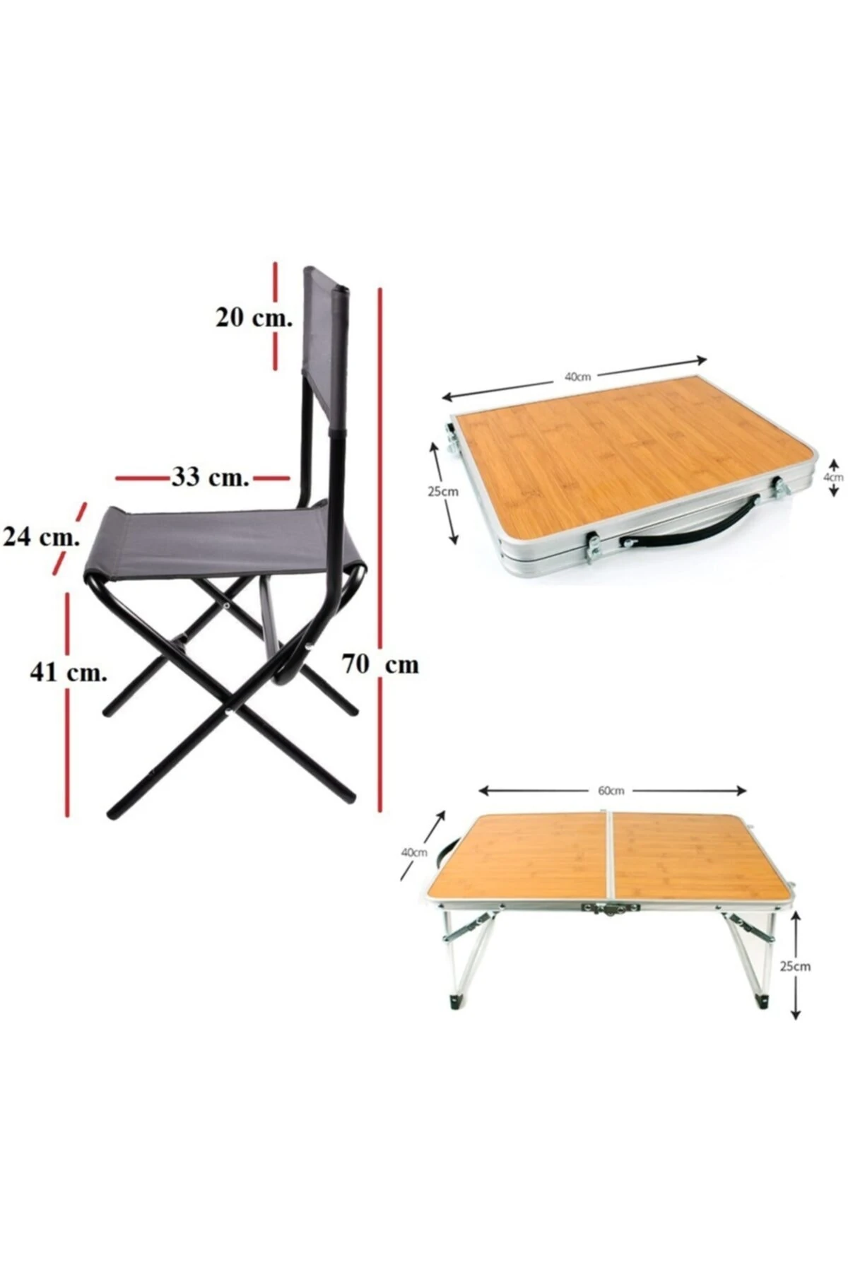 Piknik Bahçe Balıkçı Tabure Ve Masa Seti 2 Adet Sırtlı Tabure Çantalı Piknik Masası Seti 3 Parça
