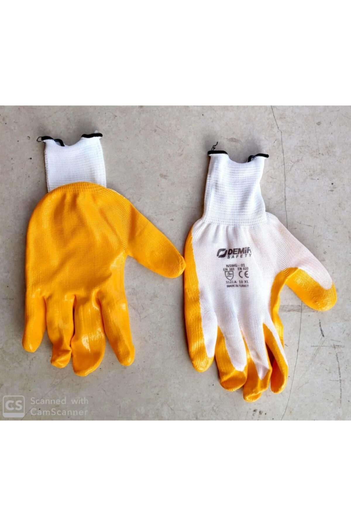 Demir Çalışma Koruyucu Nitril Eldiven Seti 10 Lu Takım Eldiven Xl Pamuklu Örme Lateks Kaplama