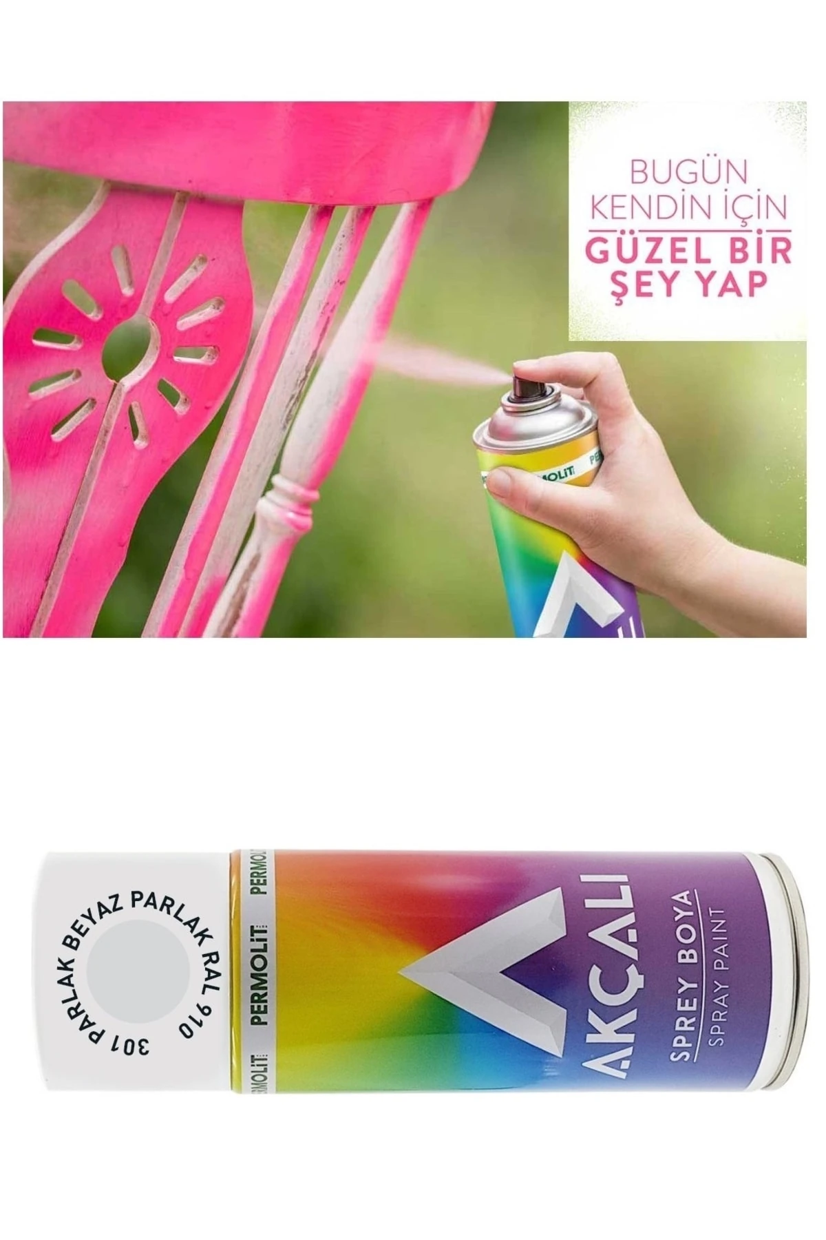 Akçalı Sprey Boya Parlak Beyaz 301 400 Ml Tüp 2 Adet