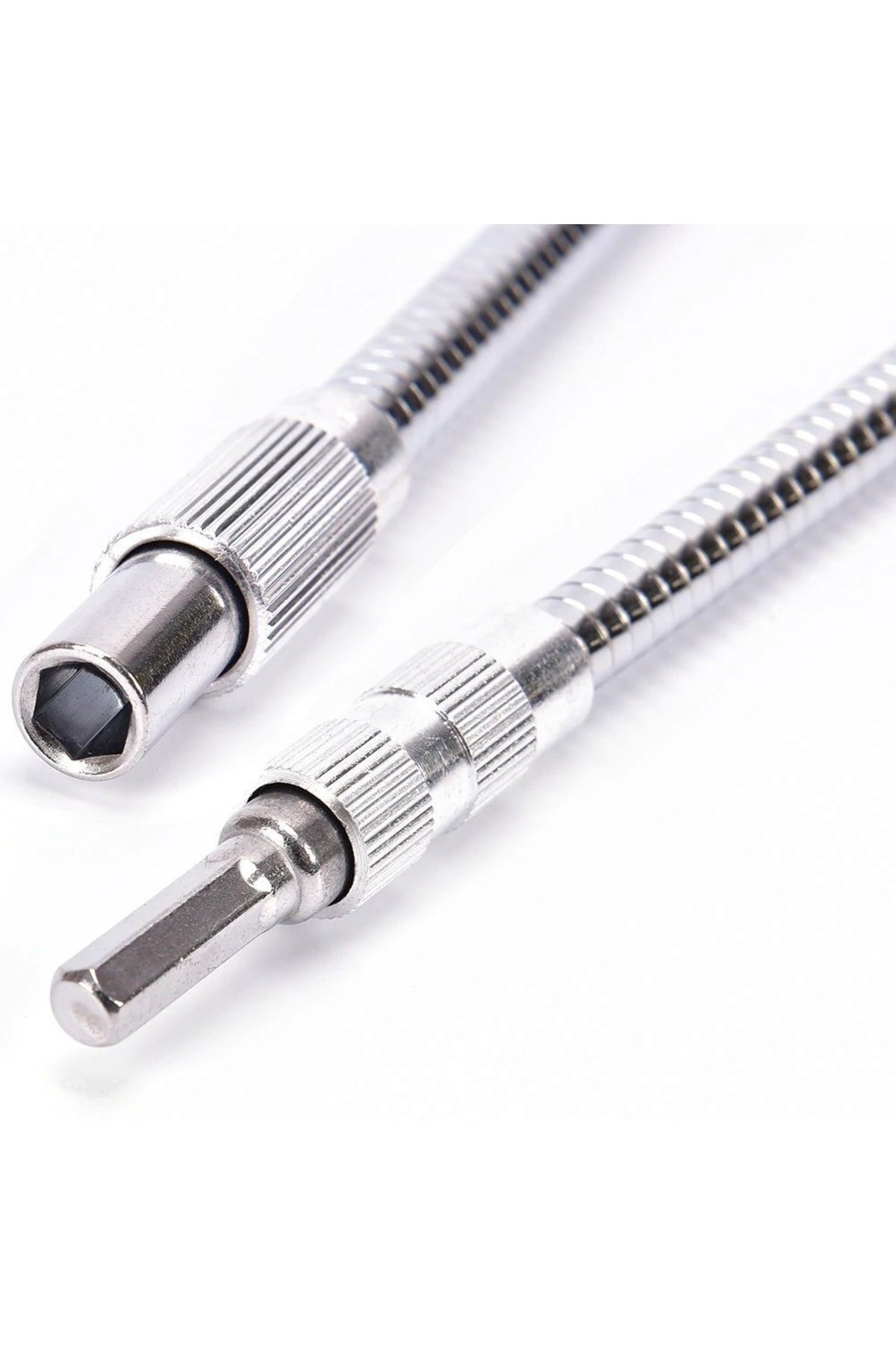 Altıgen 1/4 Hex Bits Şaftlı Uzatma Adaptör Hortumu Metal Sipiral Esnek Hortum 20cm