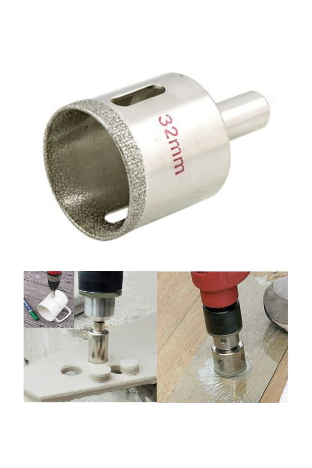 Mermer Granit Fayans Seramik Delme Elmas Uç 32mm Karot Matkap Uç