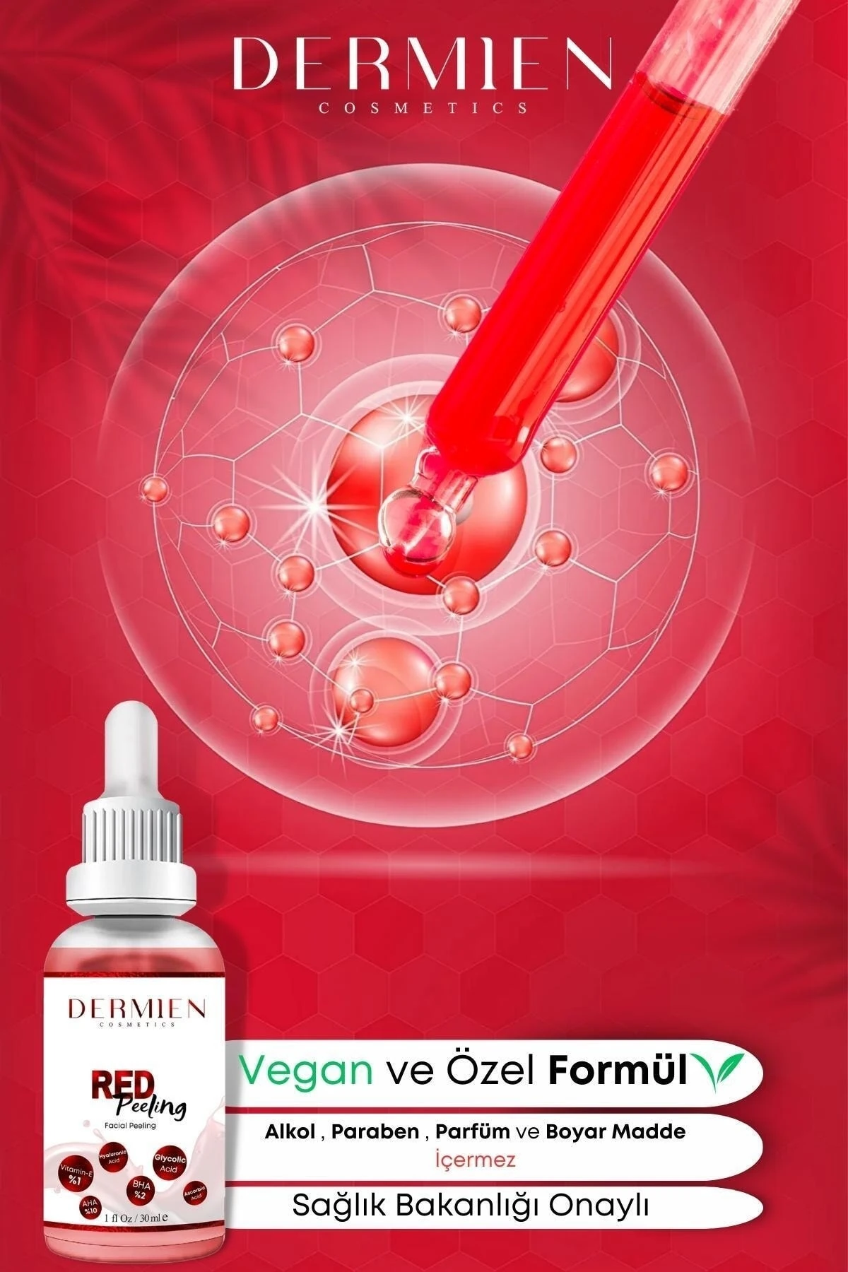 Red Peeling Serum Canlandırıcı, Yenileyici, Gözenek Sıkılaştırıcı, Leke Ve Akne Karşıtı, Antioksidan
