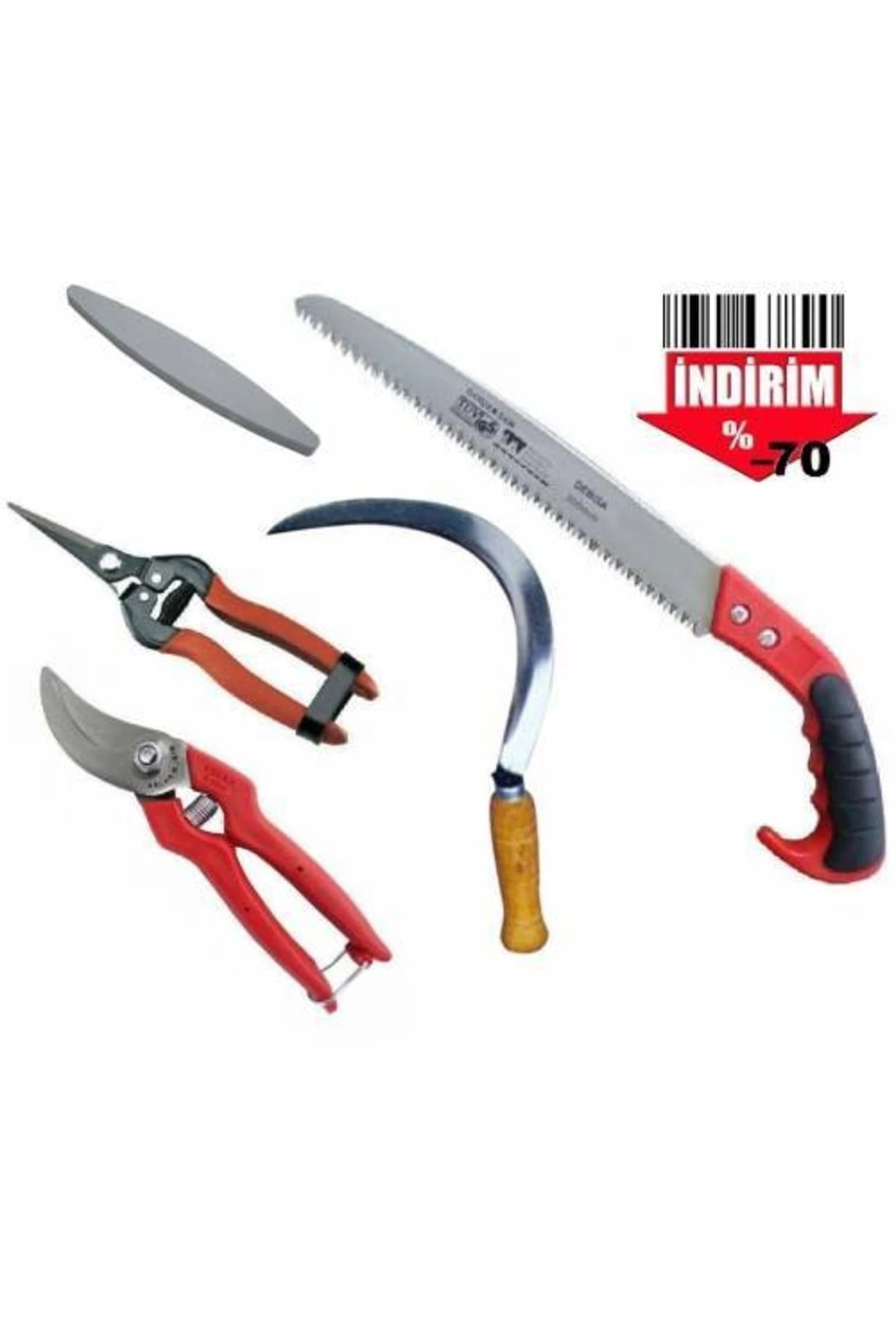 Bahçe Bağ Budama Makası Ağaç Dal Kesme Testeresi Ot Orak Tırpan Bileme Taşı