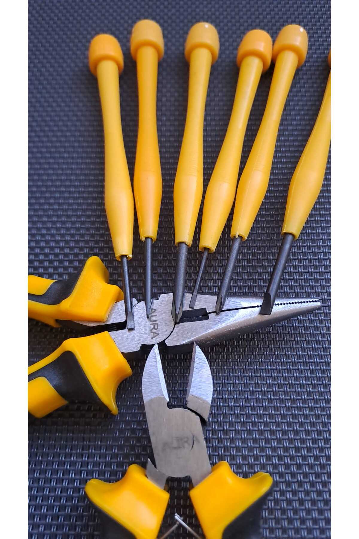 Mini garga burun Mini Yan Keski Pense 6 li Saatci Tornavida seti  Kargaburun düz yıldız tornavida