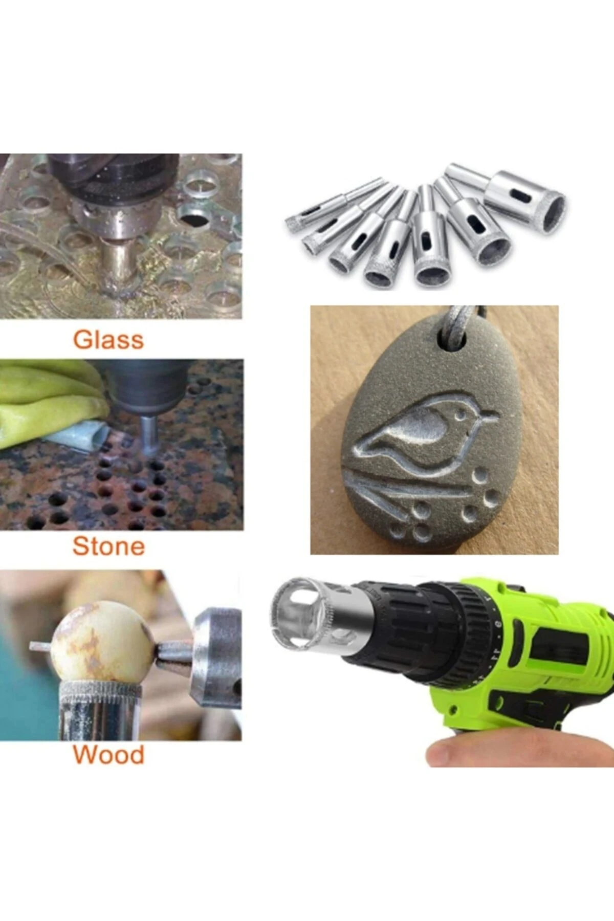 Mermer Granit Fayans Porselen Cam 22mm 30mm Yuvarlak Delme Pancı Elmas Uçlu Delik Açma Karot Ucu 2li