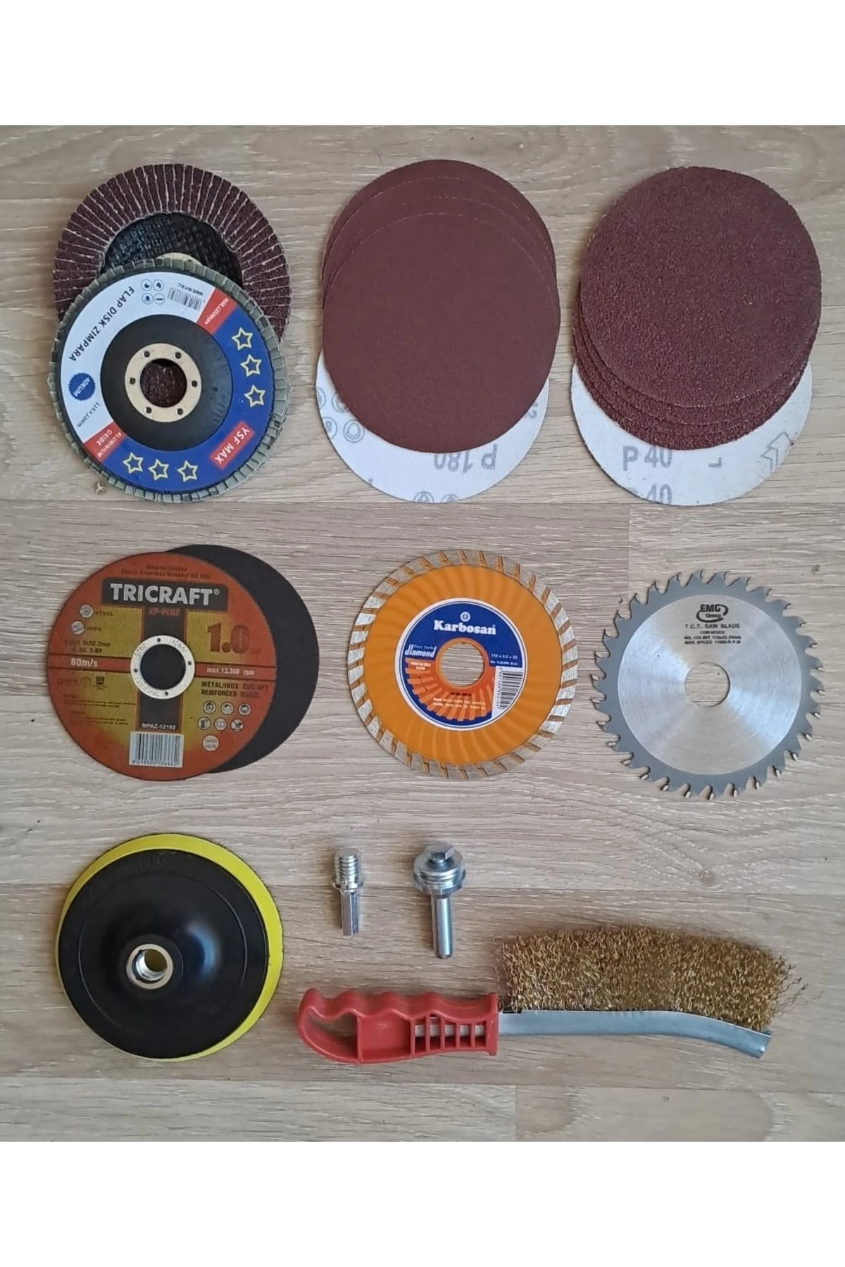 20 Parça Spiral Avuç Taşlama Spiral Cırt Zımpara Ahşap Inox Metal Mermer Kesici Kesme Flap Disk
