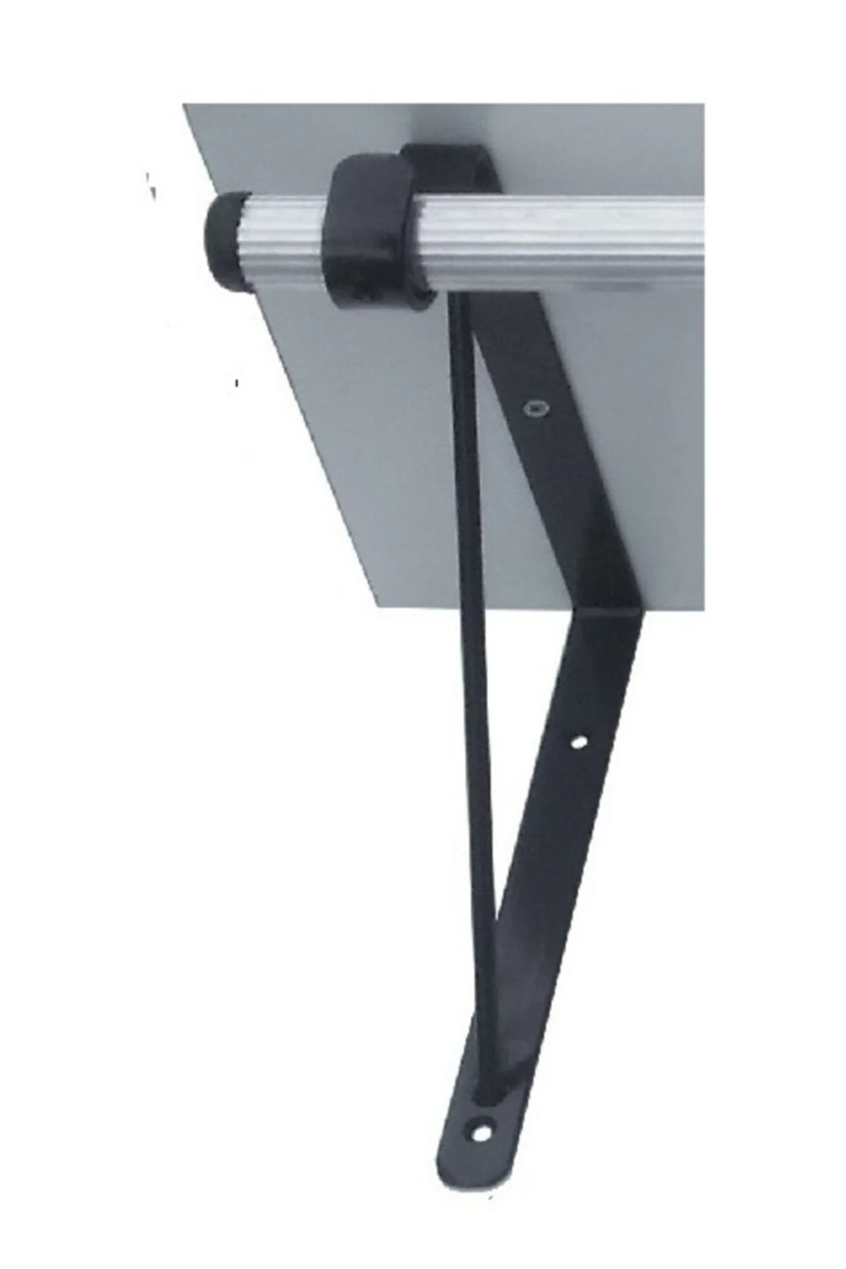 Metal Braket Raf Tutucu Demiri Askılık Borusu Takılabilir Duvar Montajlı Siyah Renk 25x25cm.