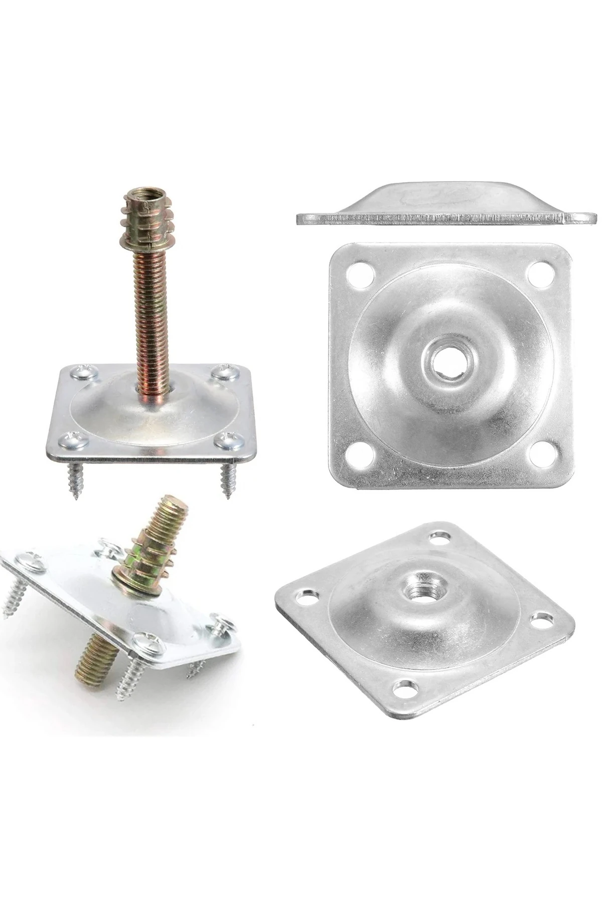 Ahşap Mobilya Ayak montajı için tablalı montaj seti 4lü set braket çekyat koltuk masa ayak montaj