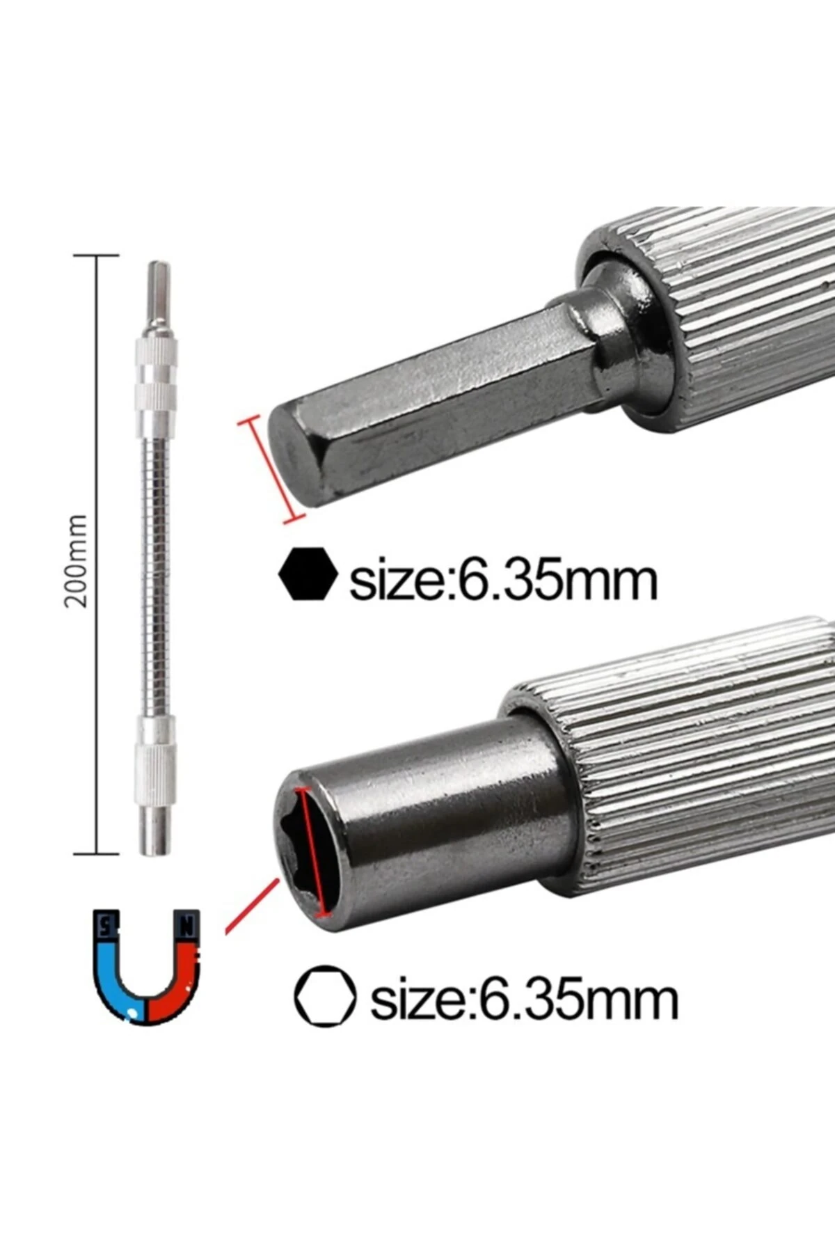 Köşe Delme Vidalama Adaptörü Metal Kör Nokta Vidalama Uzatma Hortumu Altıgen 1/4 Hex Bits Şaftlı