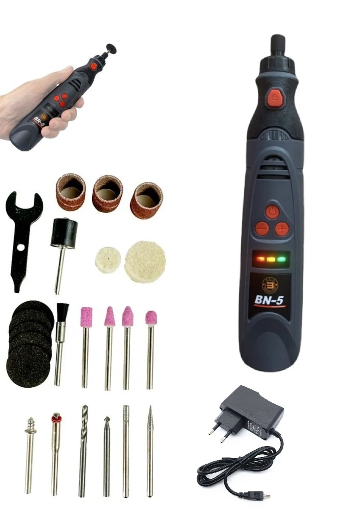 şarjlı avuç içi mini gravür makinesi 3.6v 23 parça oyma kesme zımparalama delme uç seti