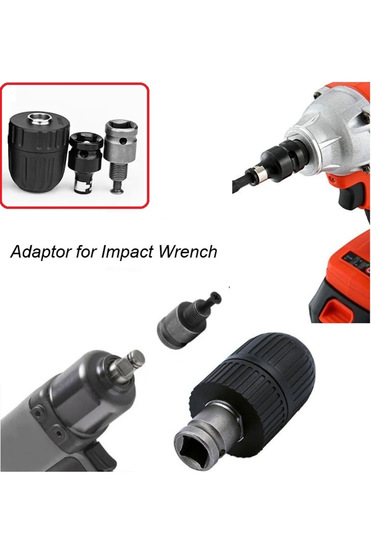 Somun Sökme Sıkma Makinesi Için 10mm Mandren Ve Bits Adaptör Seti 1/2 Hex (TORKLU MAKİNALAR İÇİN)