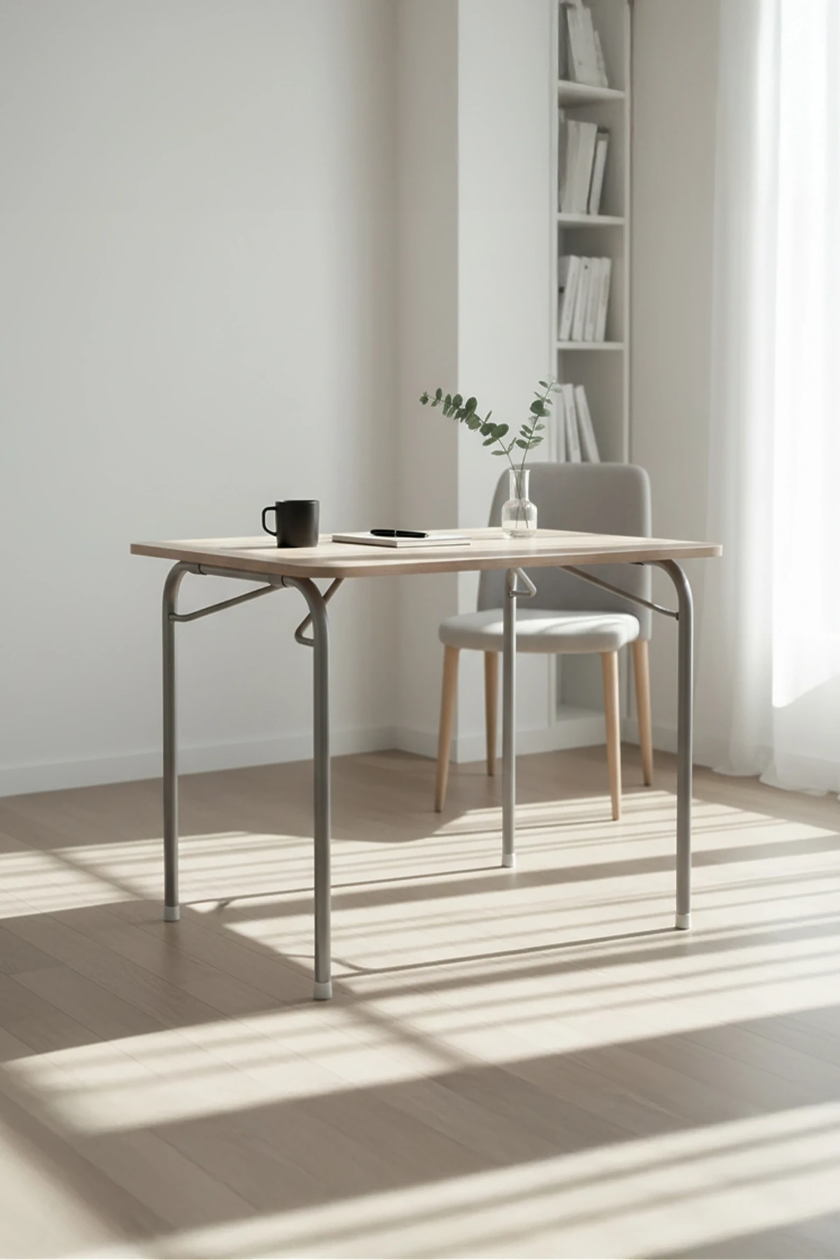 Pratik Katlanır Ayak Mutfak Yemek Masası Balkon Ders Çalışma Piknik Masa 60x90cm Ceviz