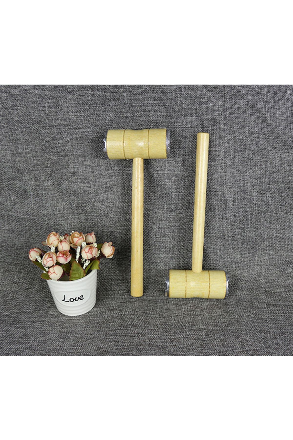 Zeytin Kırma Tokmağı Et Dövme Çekiç Tokmağı Dalgalı Alüminyum Ağızlı Ahşap Tokmak