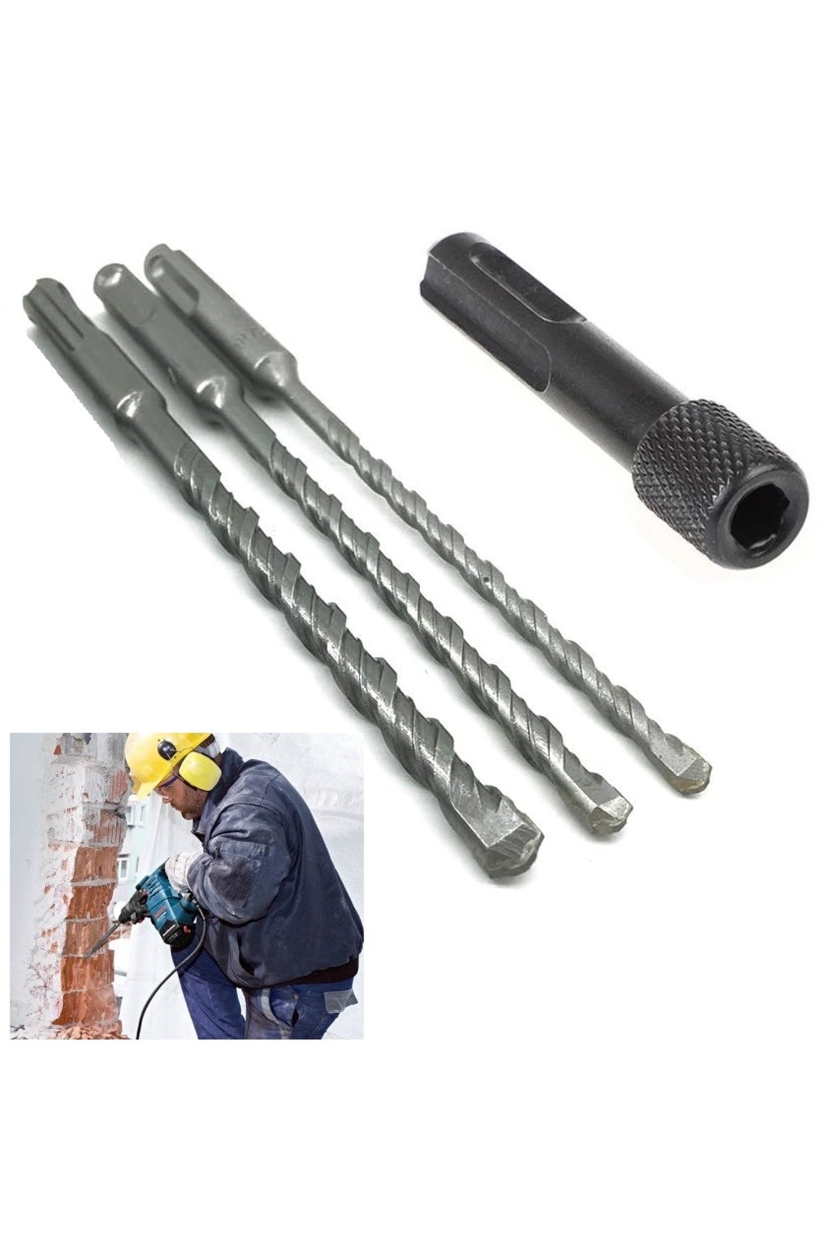 Kırıcı delici hilti için sds plus elmas uçlu 3lü matkap ucu seti sds vidalama bits adaptör
