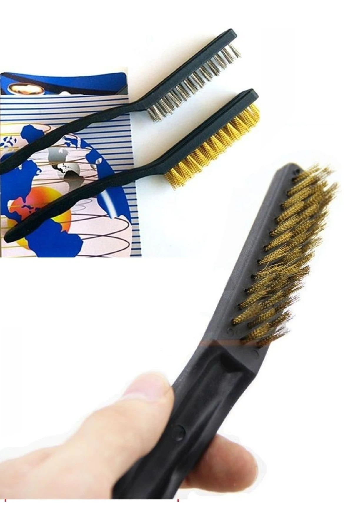 Profesyonel Saplı Tel Fırça Seti Çelik Ve Bakır Fırça Derz Lavabo Mutfak Buji Pas Kir Temizleyici