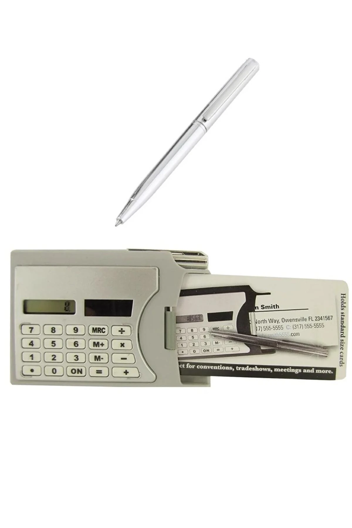 1000 Adet Taşınabilir Hesap Makinesi Güneş Enerjili Kartvizitlik Tükenmez Kalem Cep Tipi Calculator