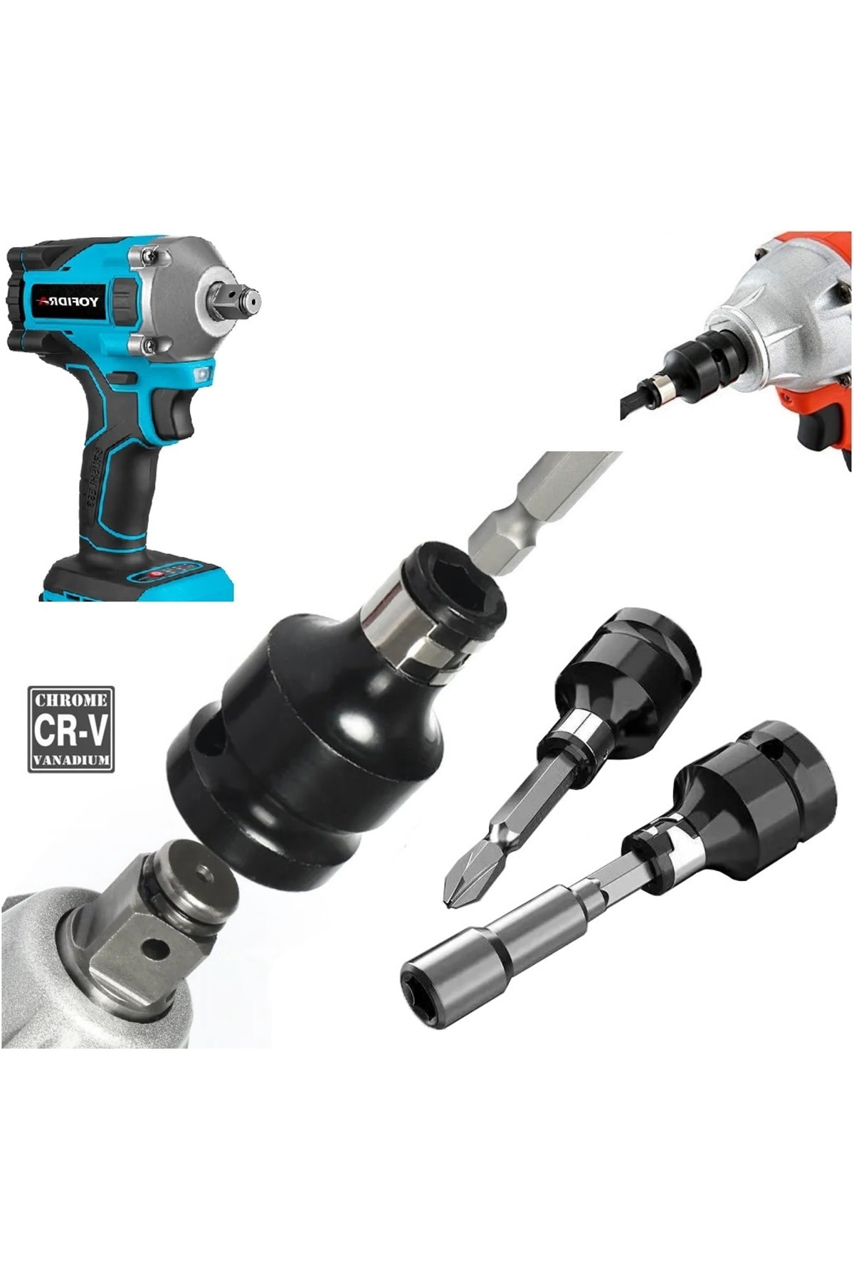 Somun Sökme Sıkma Torklu Makine için 9 adet lokma seti ve bits Adaptör 1/2 Hex