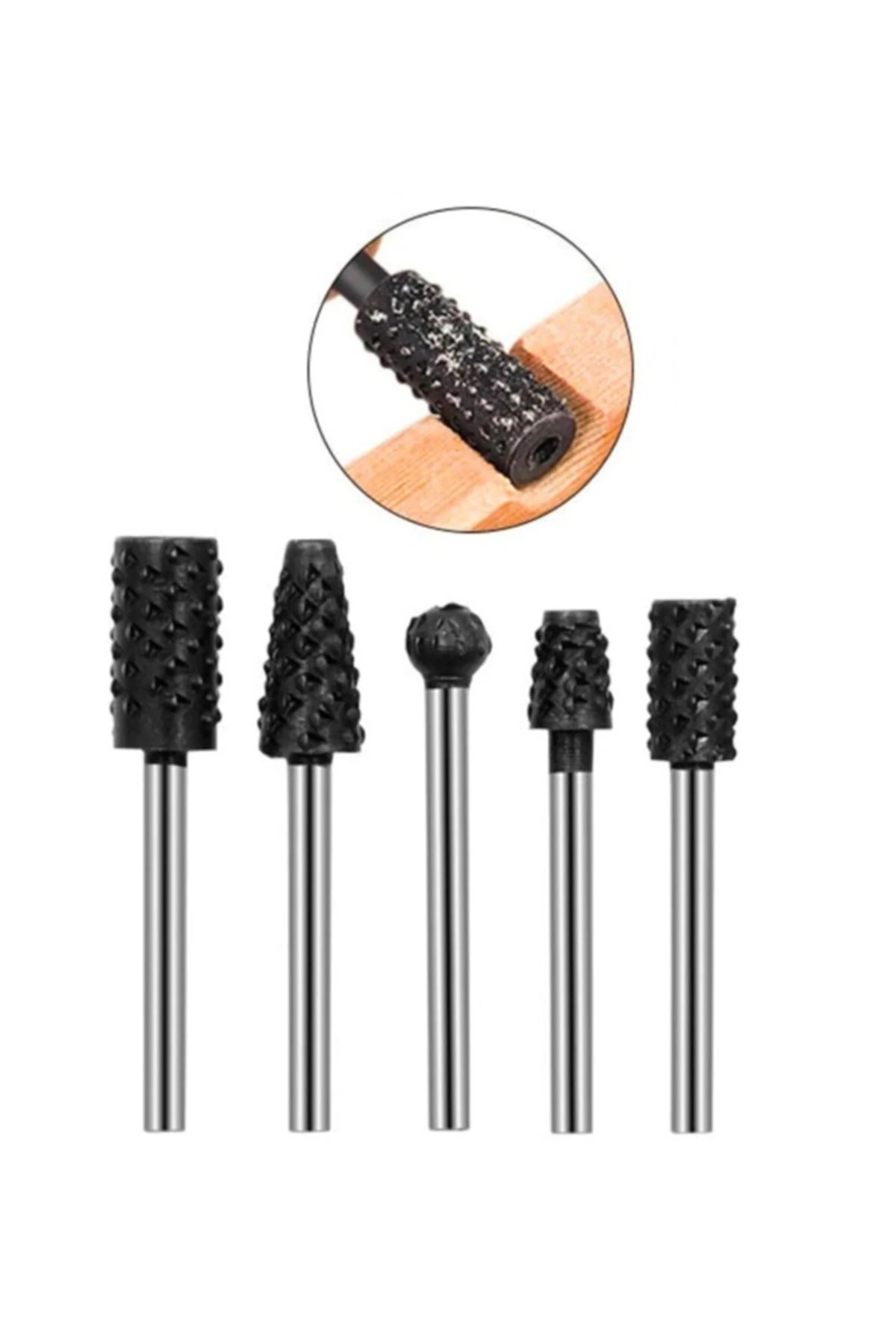 5 Parça Hss Ahşap Için Törpü Freze Uç Seti Dremel Benzeri Gravür Makinası Için Kalıpçı 3.17mm Sap