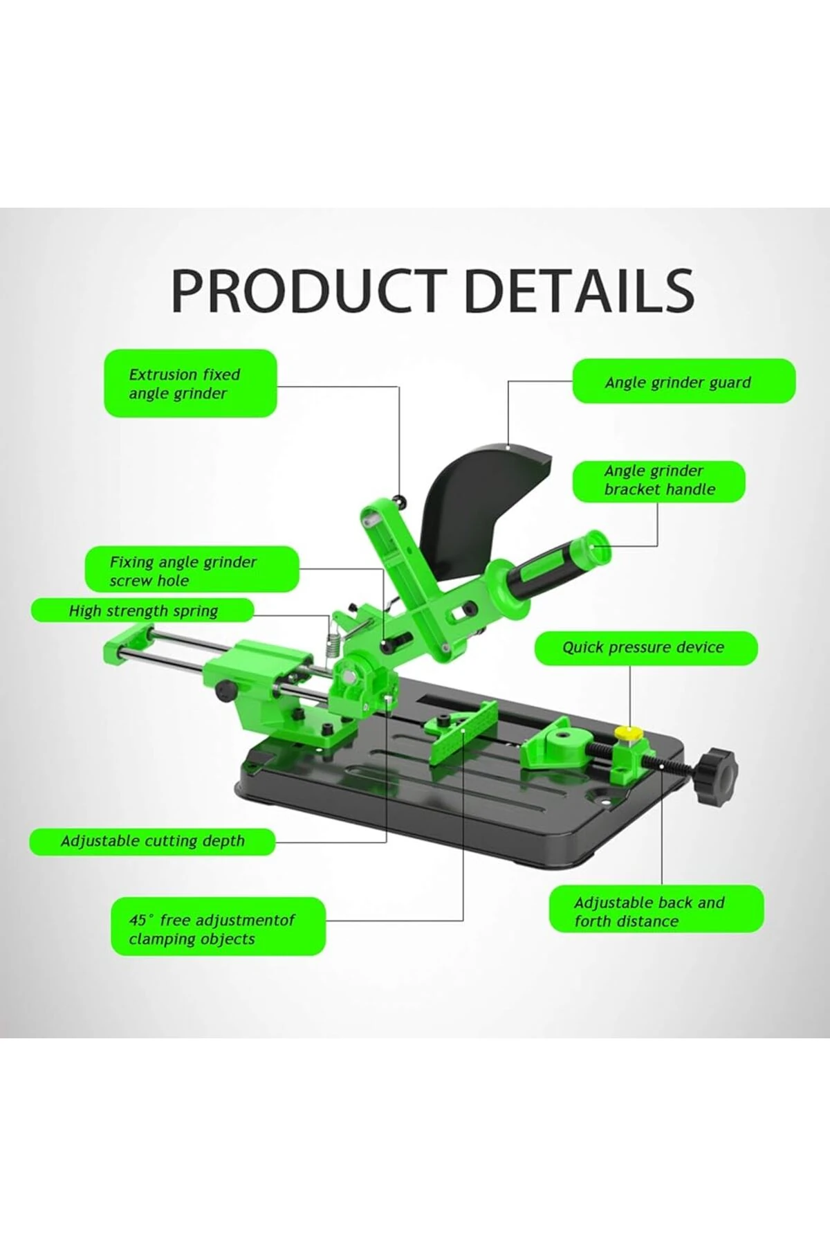 Açılı Kesme Ve Taşlama Standı Kızaklı 115/125mm Avuç Taşlama Makinesi Tezgahı Kayar Mil Mengeneli
