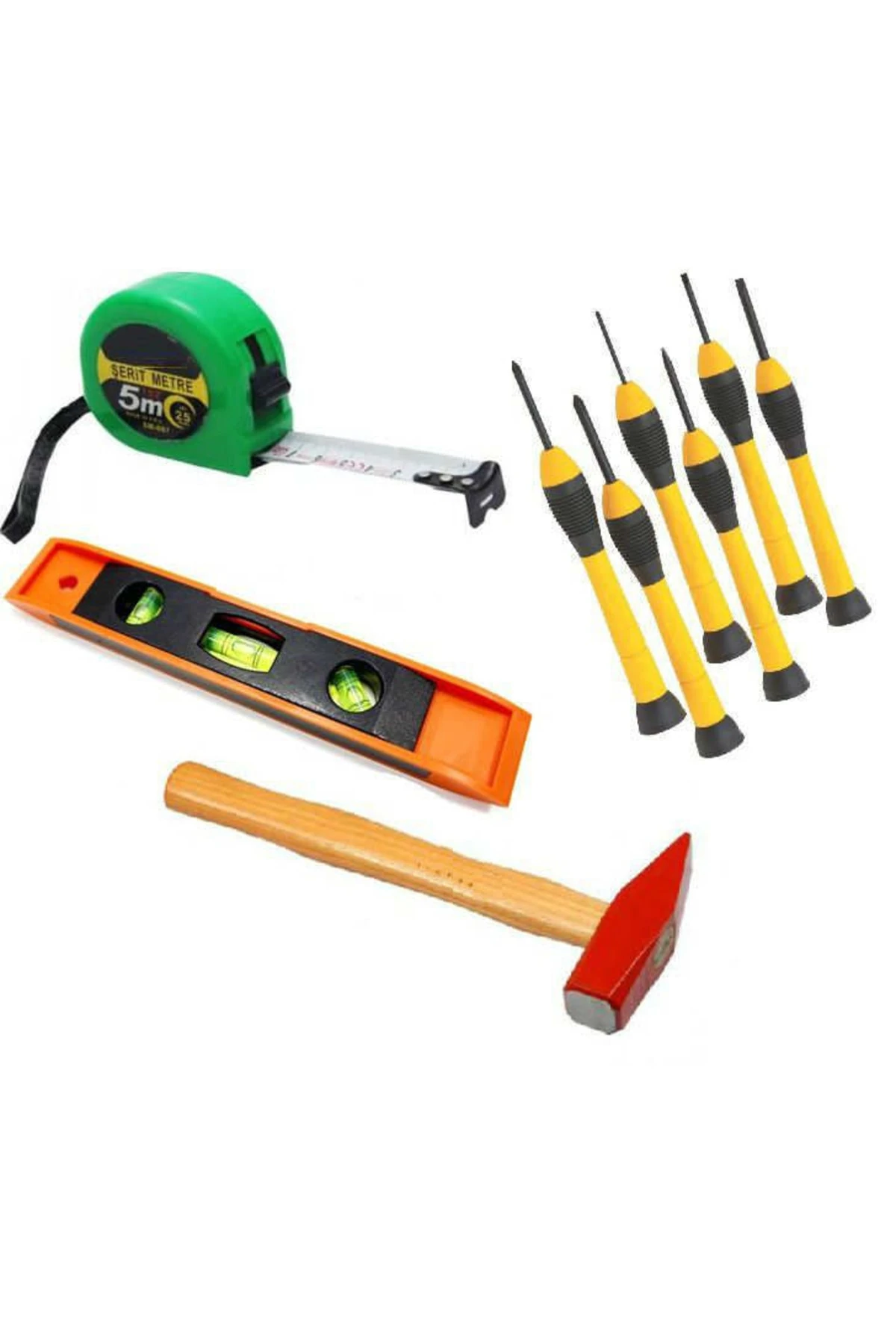 Çantalı Alet Takım Seti 19 Saatçi Tornavida Metre Çekiç Pense Yankeski Su Terazisi Alyan Vida Dubel