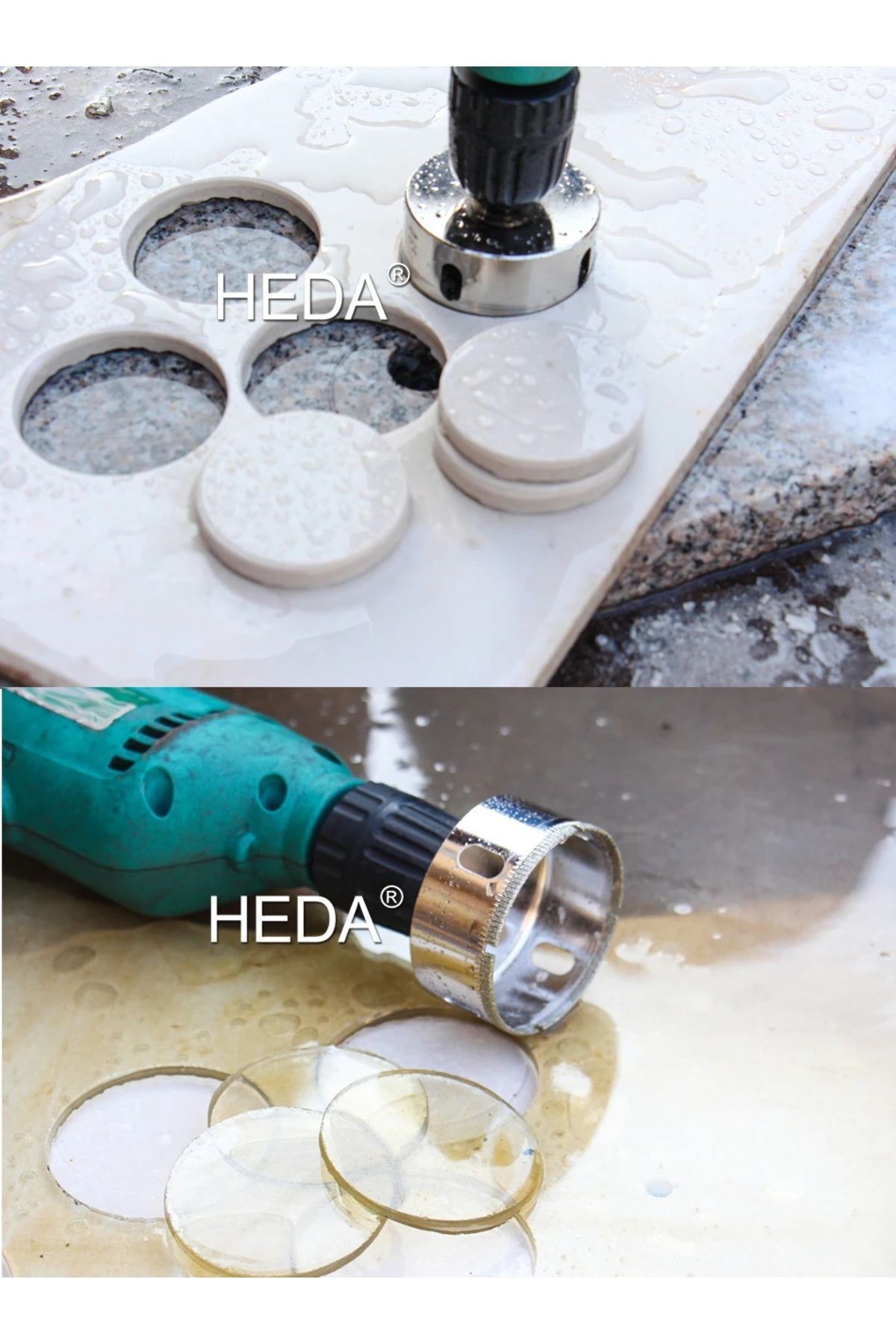 Elmaslı Boru Tipi Panc 23 Parça (3MM-60MM) Mermer Granit Fayans Cam Yuvarlak Delme Matkap Uyumlu