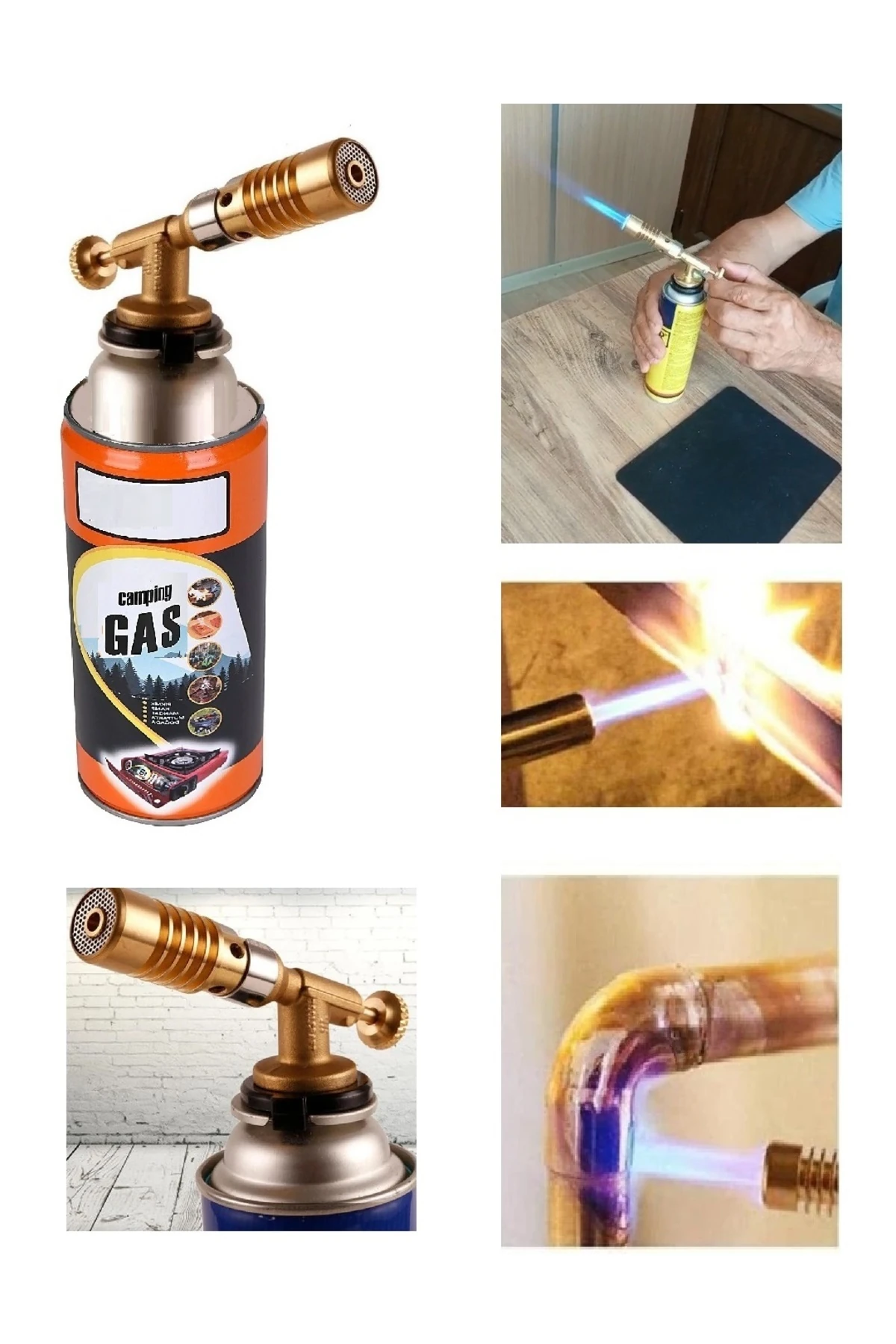 Kaynakcı Tamirci Pürmüz 4 Kamp Gazlı Torch Alev Tabancası Pişirme Şaloma Başlığı 2 Çeşit Kafa