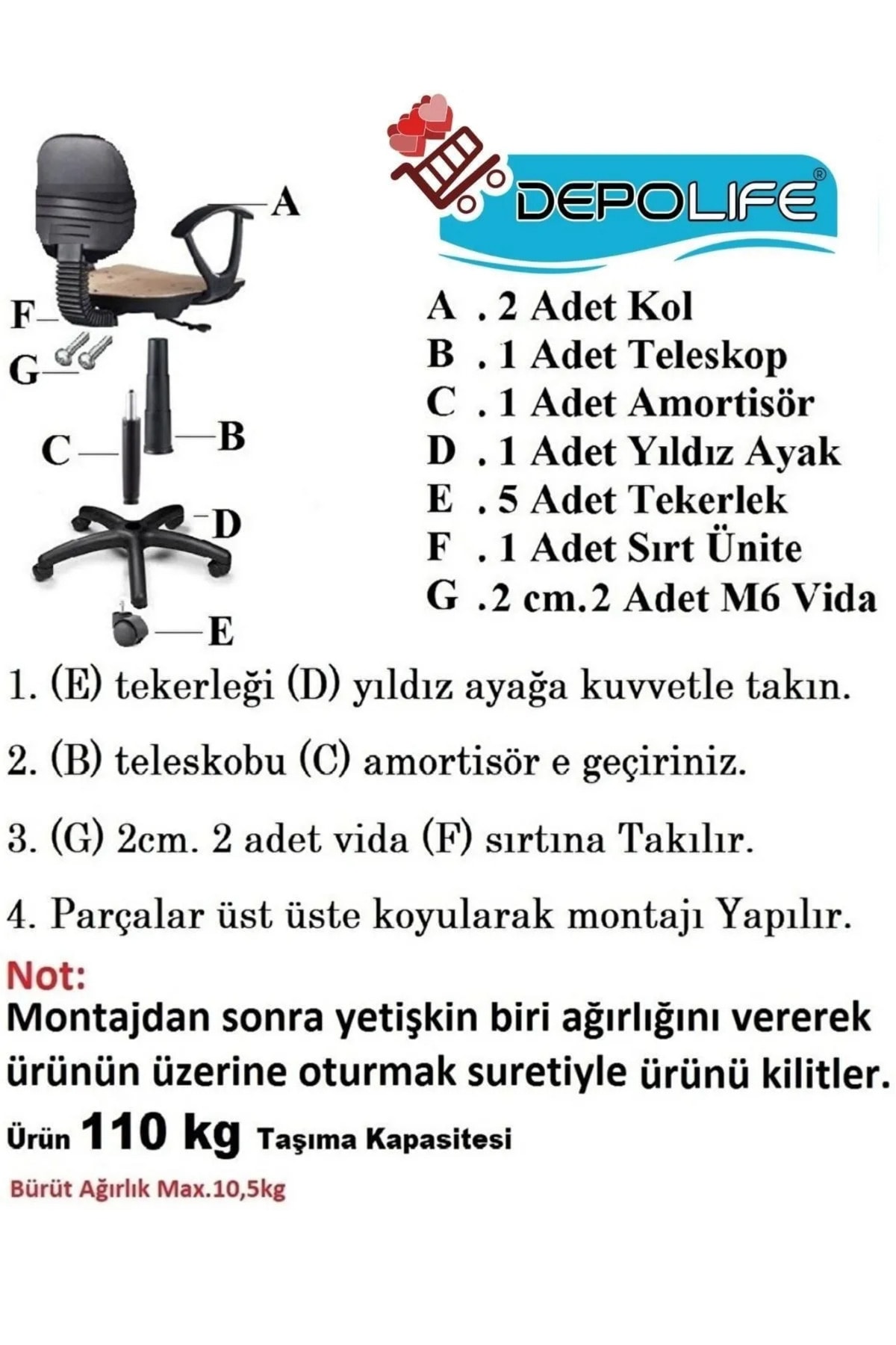 Çocuk Odası Sandalyesi Ders Çalışma Ofis Koltuğu Öğrenci Sandalye Beyaz Tekerli Yükseklik Ayarlı
