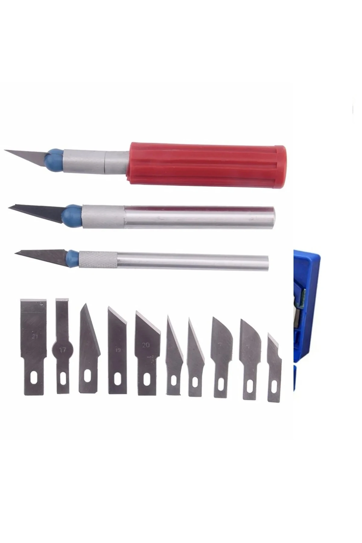 13 Parça Neşter Ucu Hobi Maket Bıçağı Falçata Ucu Neşter Seti kutulu Bistro Katetuar Bistüri