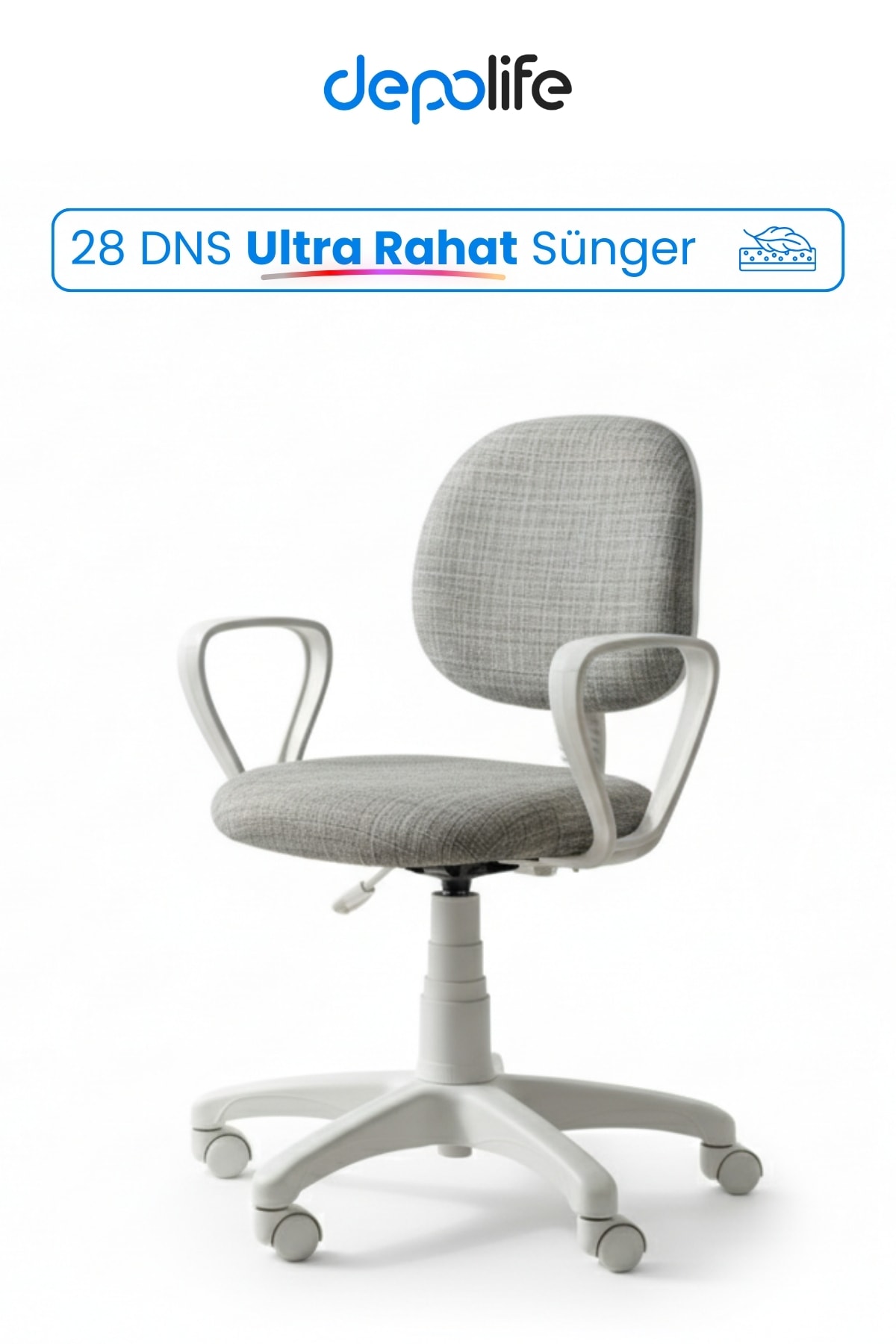 Ev Ofis Sekreter Personel Çalışma Sandalyesi Ergonomik Büro Personel Beyaz Çalışma Koltuğu