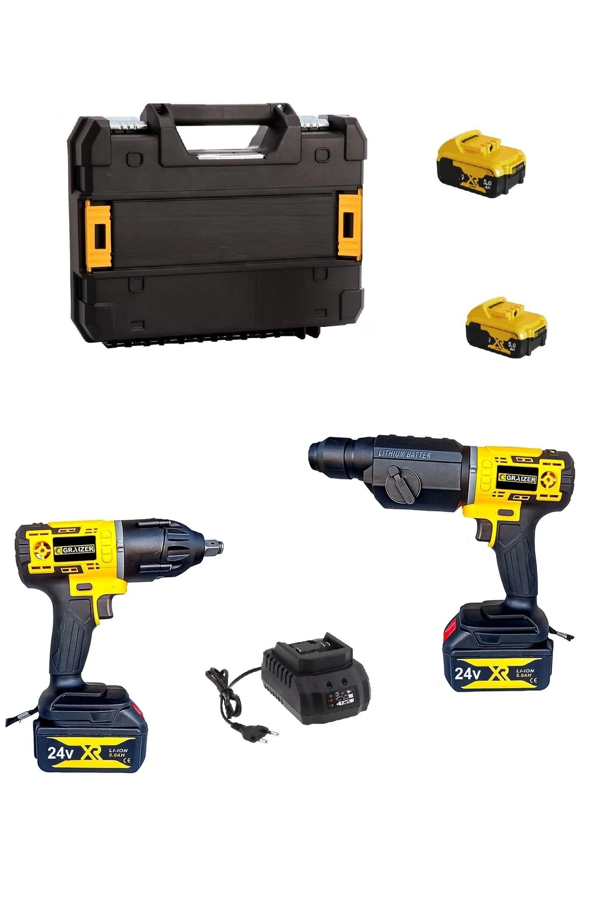 Şarjlı Darbeli Bijon Matkap Vidalama ve SDS Kırıcı Delici Hilti Seti 2 Makina 2 Akü Şarj Çanta