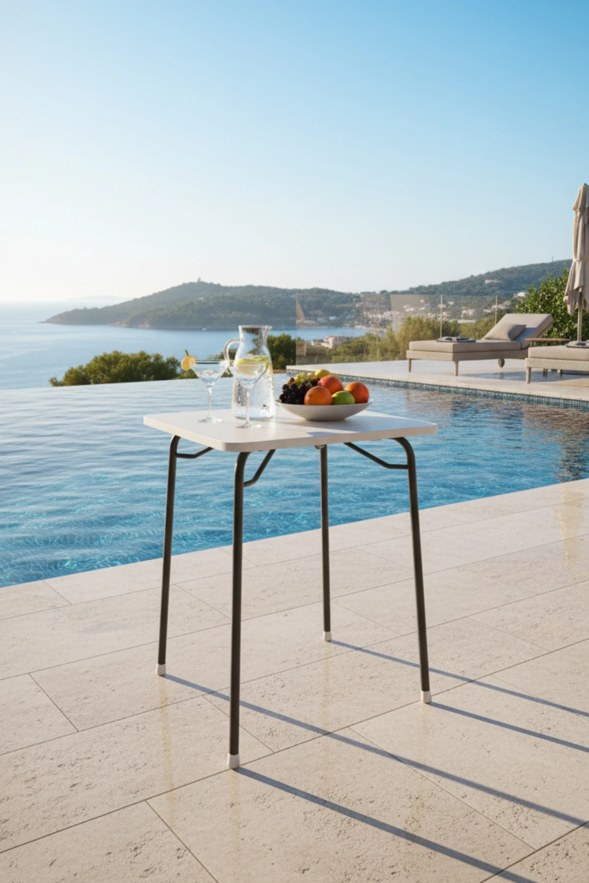 Katlanır Beyaz Balkon Mutfak Piknik Ders Çalışma Masası 60 x 100 cm