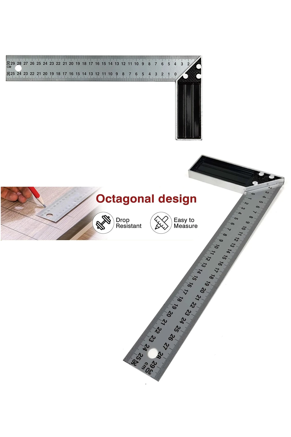 Ayarlı Gönye Sürgülü Kumpas Marangoz Kalemi Seti Mühendis Cizim Seti 45 90 derece Alüminyum