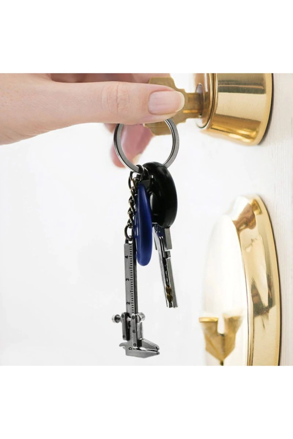 80mm Plastik Kumpas Ve Metal Mini Anahtarlık Kumpas Seti Kalınlık Ölçer Kompratör 2li Set