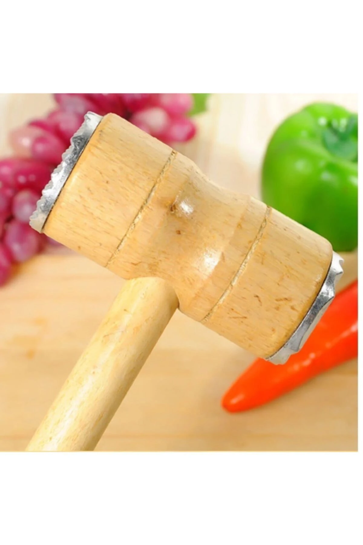 Et Dövme Çekiç Sebze Yumuşatma Tokmağı Aleminyum Ağızlı Ahşap Tokmak