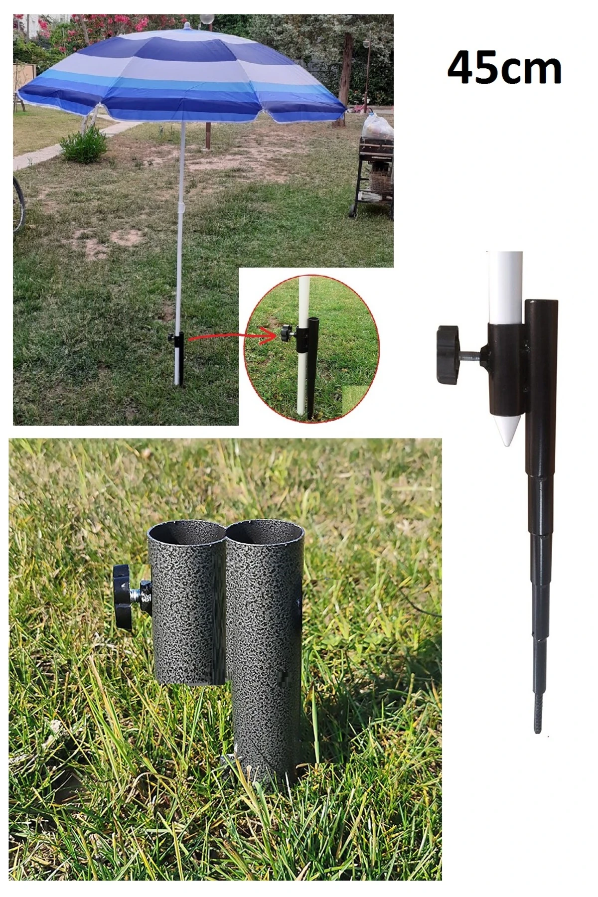 Kamp Piknik Koltuk Masası Plaj Şemsiyesi Kazık Seti Bahçe Plaj Doğa Katlanır Çantalı Set