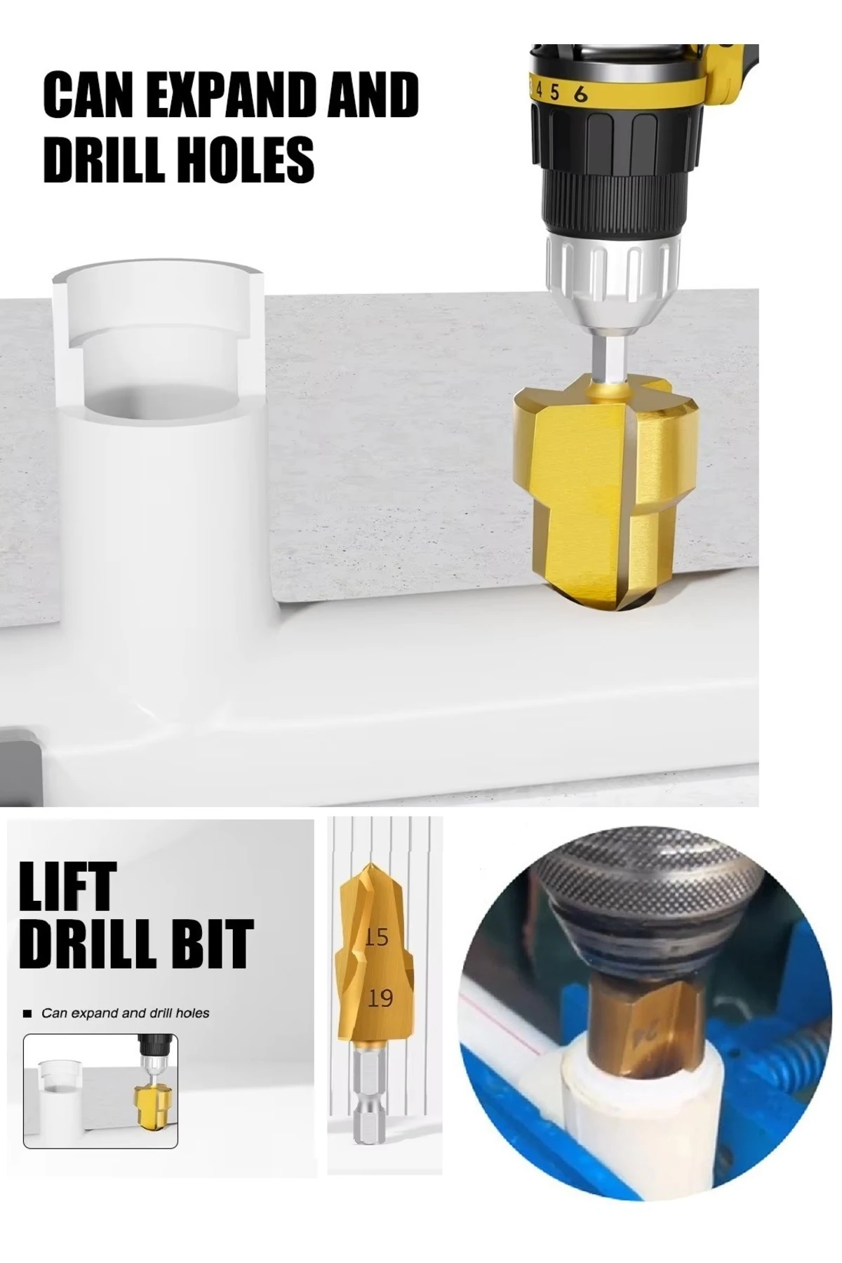 Pvc Boru Havşası 1/2 Pprc Boru Onarımı Için Rayba Matkap Uc Kutulu Boru Tamir Delme Genişletme Tıraş