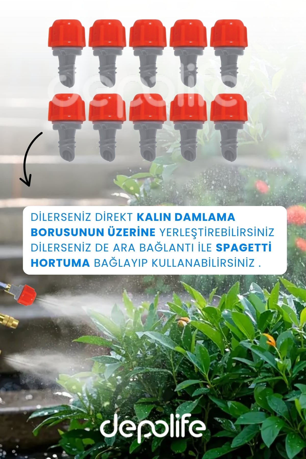 Bahçe Sera Hobi Bahçesi Tarla Saksı Sulama Nemlendirme Buharlama Sisleme Damlatma Hortum Sistemi