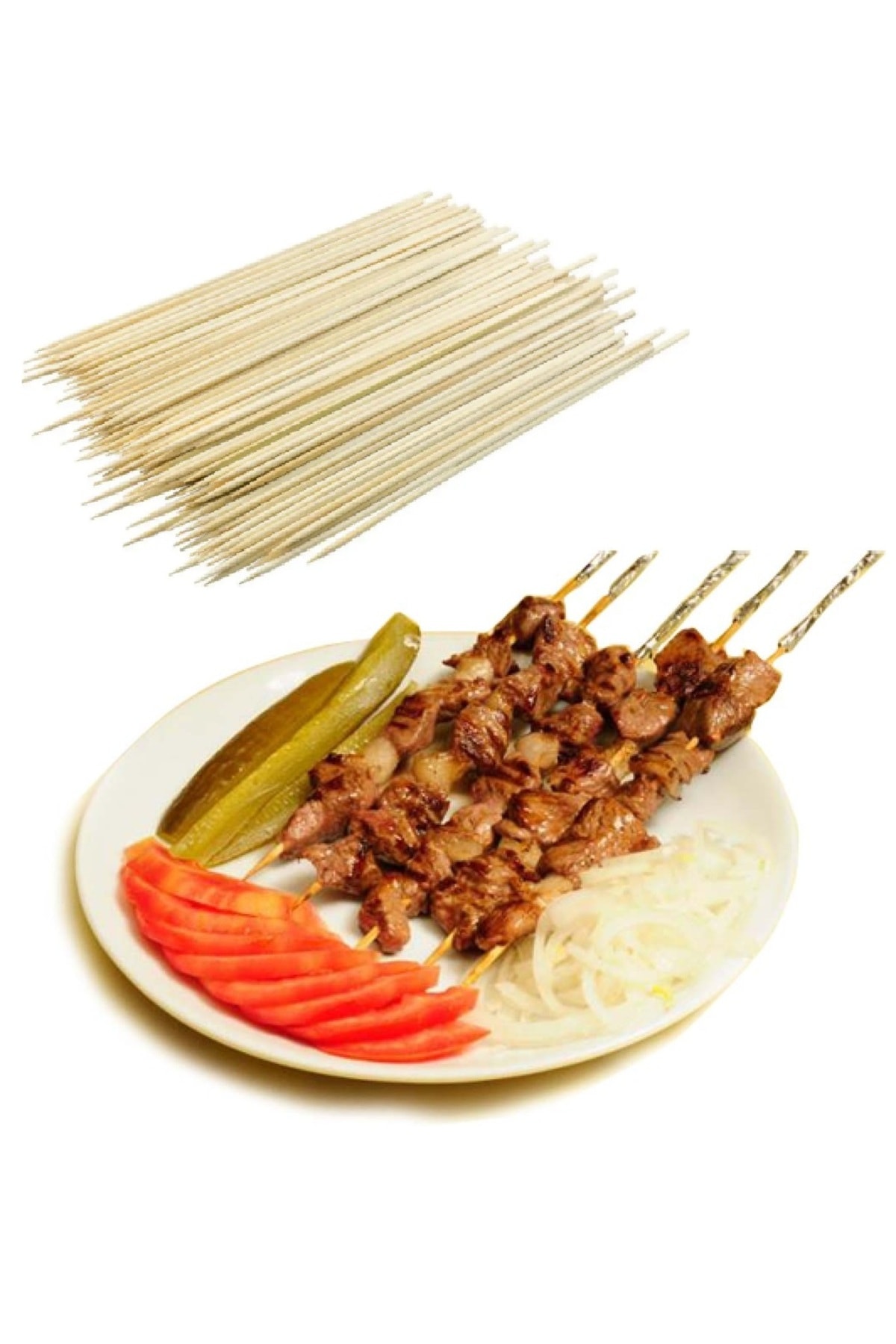 Bambu Çöp Şiş cubuğu 200 Adet mangal gril barbekü ızgara için ahşap bambudan şiş çubuk