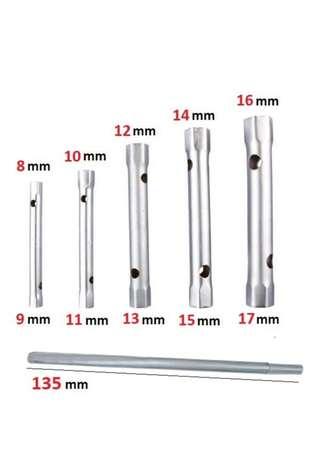 T Kollu Buji Boru Anahtar Seti Kovan Tipi Borulu Lokma Takımı 8-17mm Kollu Set 6 Parçalı