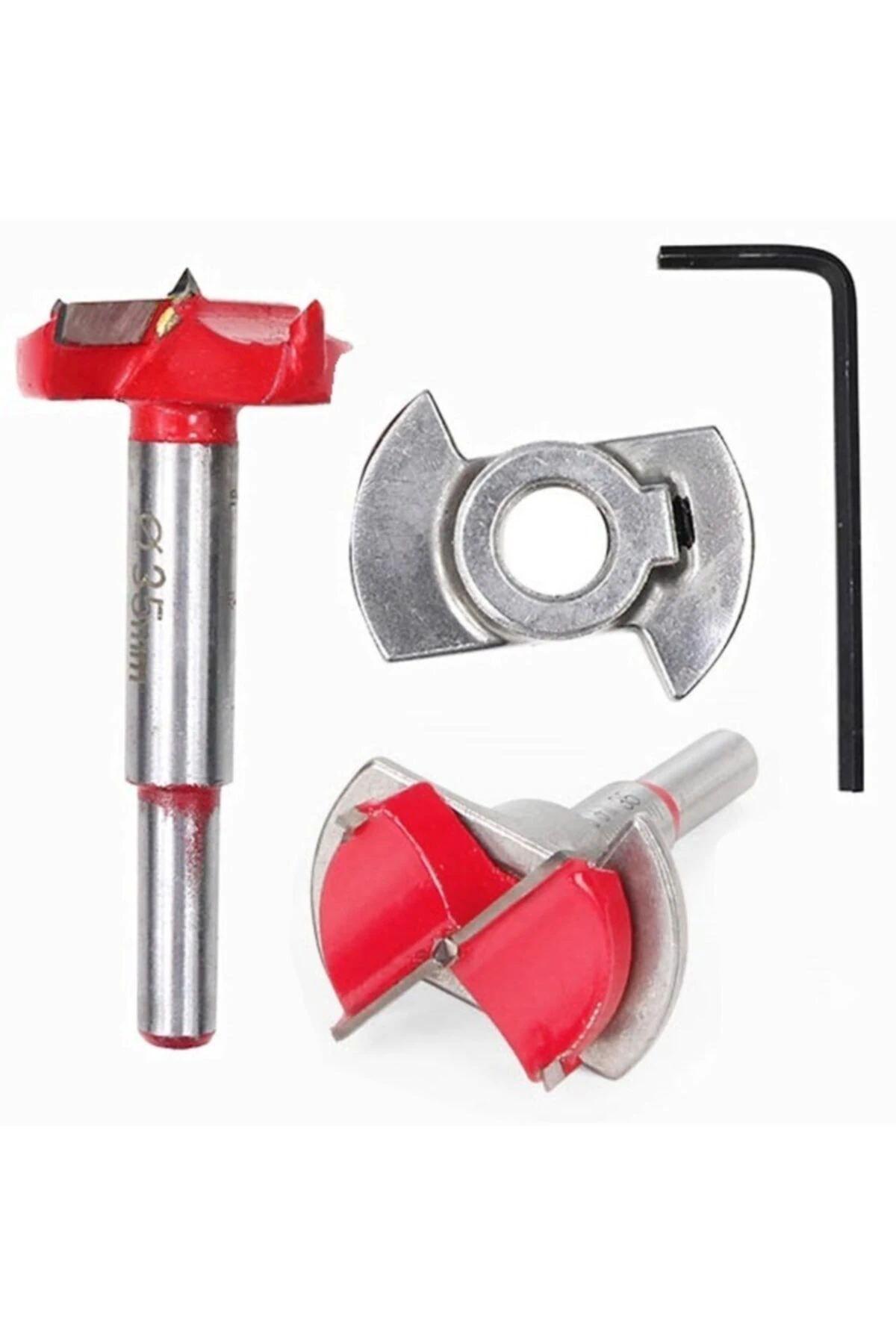 Ahşap Freze Bıçağı Yuvarlak Panc 5 Adet Çantalı Takım Matkap Ucu 15 mm 20 mm 25 mm 30 mm 35 mm