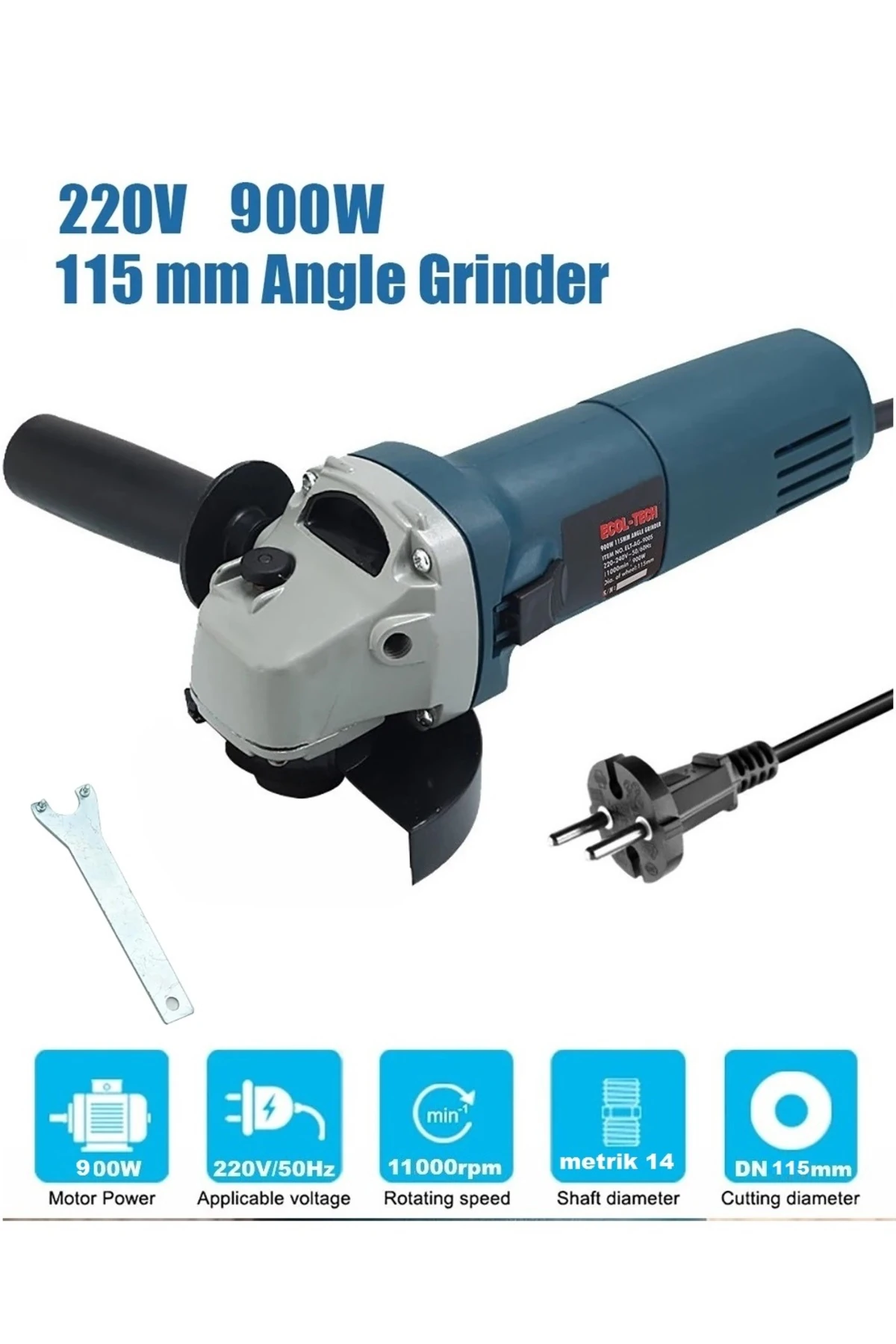 900w avuç taşlama makinesi 100/115mm spral taşlma slikon kordonlu sökme anahtarlı