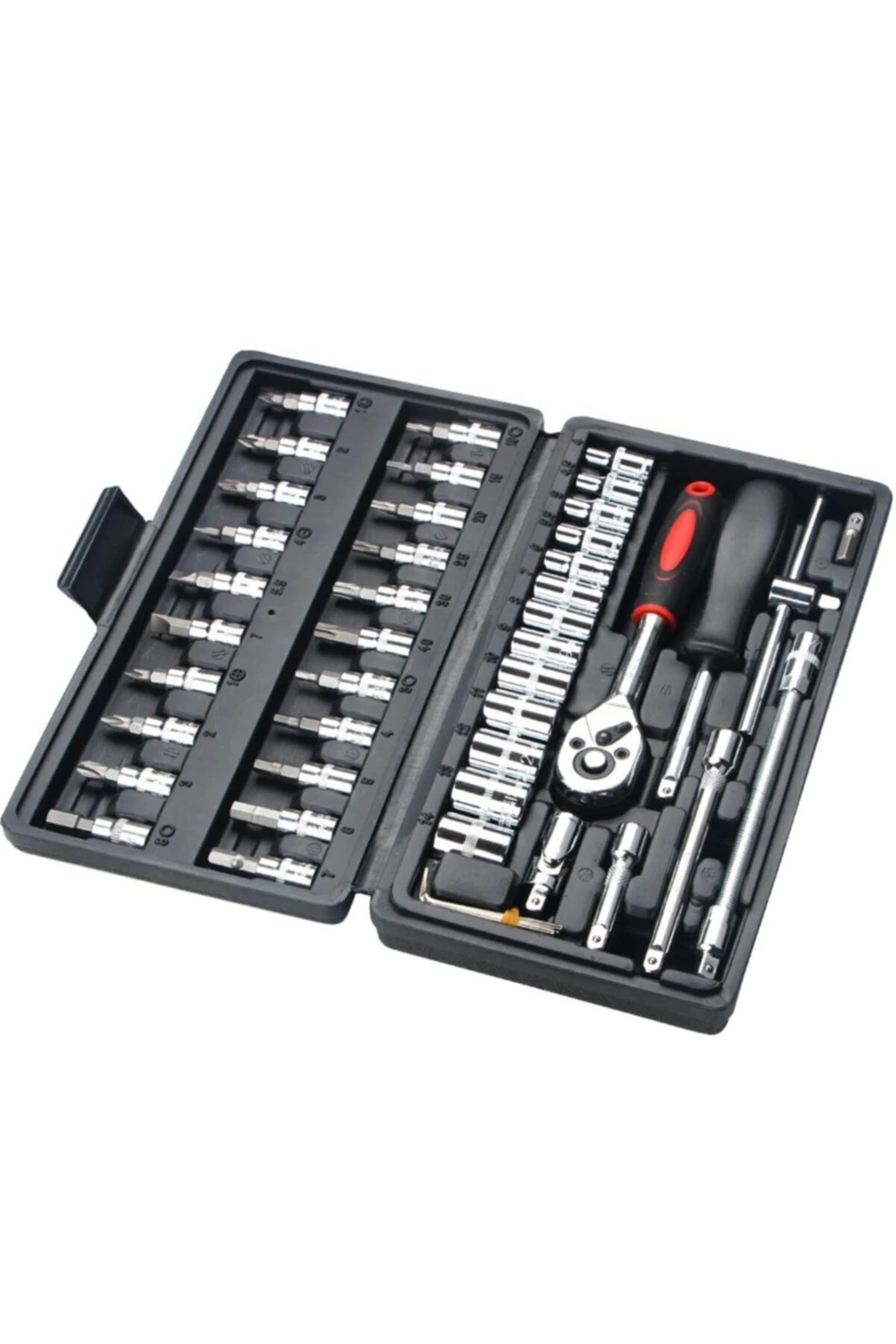 46 Parça Mini Lokma Takımı Otomatik Cırcırlı 1/4" Wrench Set Yüksek Kalite Kombinasyon Alet Seti