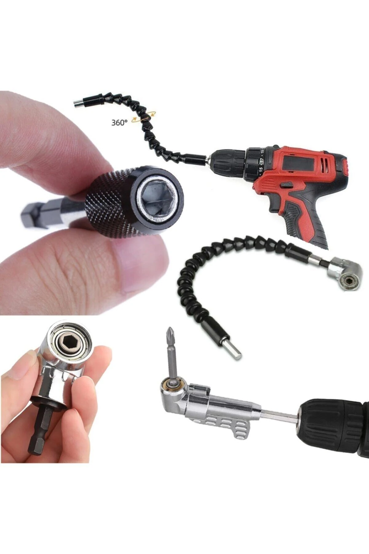 Matkap Için Vidalama Uç Seti Altıgen Hex Köşe Kör Vidalama Adaptörü Hızlı Bits Adaptör Esnek Hortum