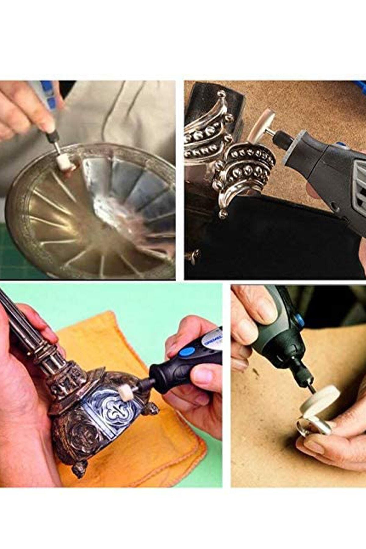 Dremel Ve Benzeri Gravür Makineleri Uyumlu Parlatma Polisaj Seti 23 Parça Yün Keçe Parlatma Süngeri