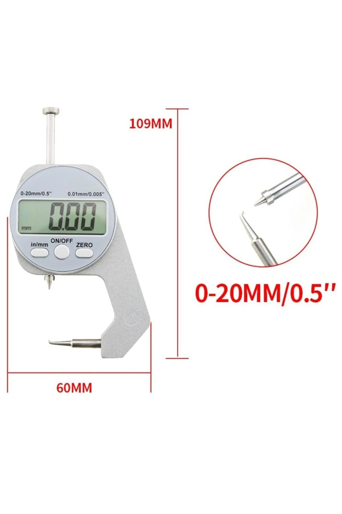 Elektronik Kalınlık Ölçer Kumpas Hassas Dijital Iğne Uçlu Lcd Mikrometre Kompratör Metal Boru Ölçme